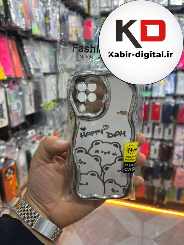 قاب گوشی Galaxy A22 4G سامسونگ طرح کرومی بالشتی طرح عروسکی محافظ لنز دار