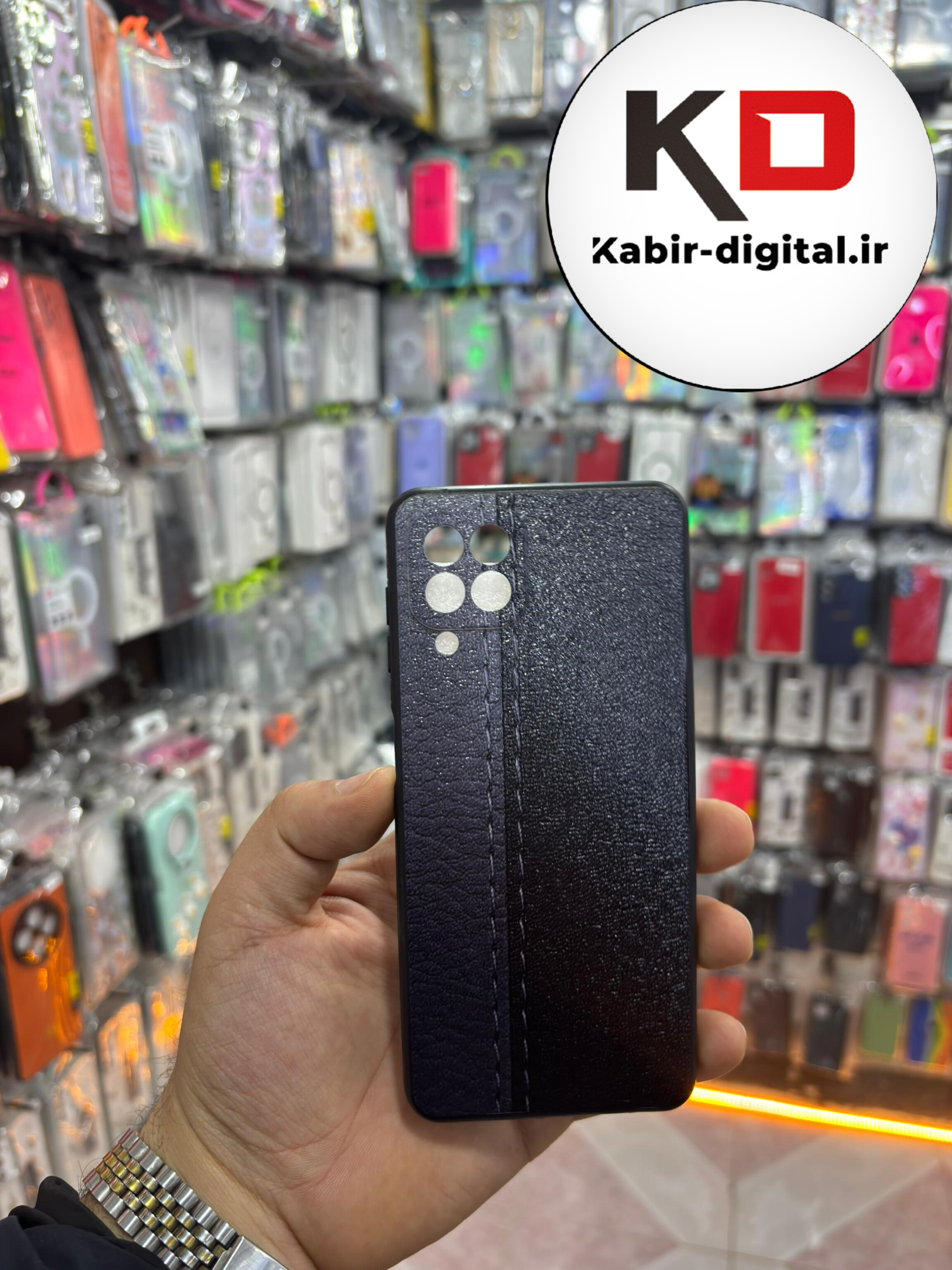 قاب گوشی Galaxy A22 4G سامسونگ طرح  چرم دور ژله ای محافظ لنز دار مشکی