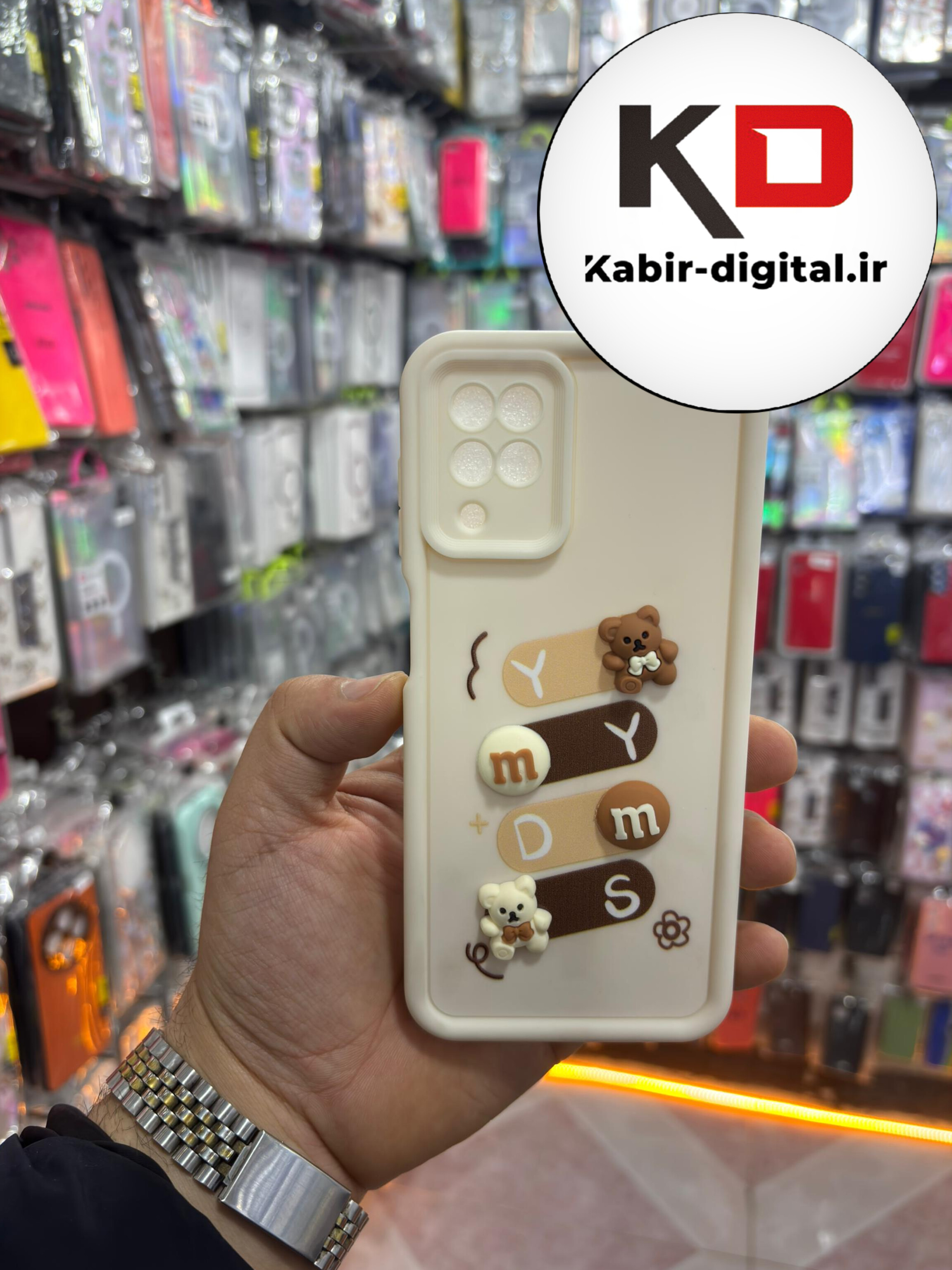 قاب گوشی Galaxy A22 4G سامسونگ طرح سیلیکونی ژله ای سه بعدی برجسته عروسکی COFFEE Baby محافظ لنز دار کرم