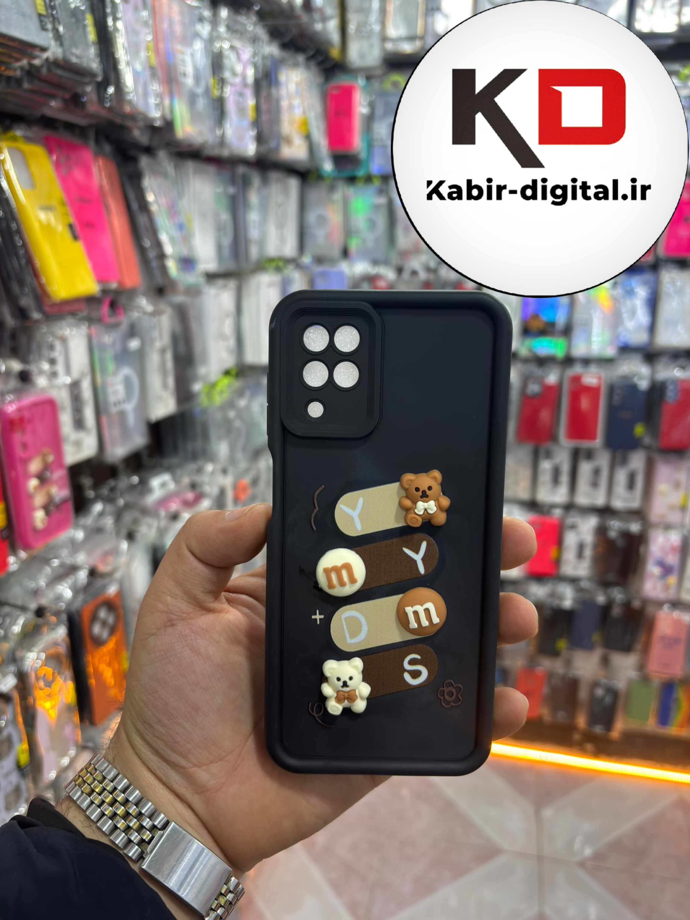قاب گوشی Galaxy A22 4G سامسونگ طرح سیلیکونی ژله ای سه بعدی برجسته عروسکی COFFEE Baby محافظ لنز دار مشکی