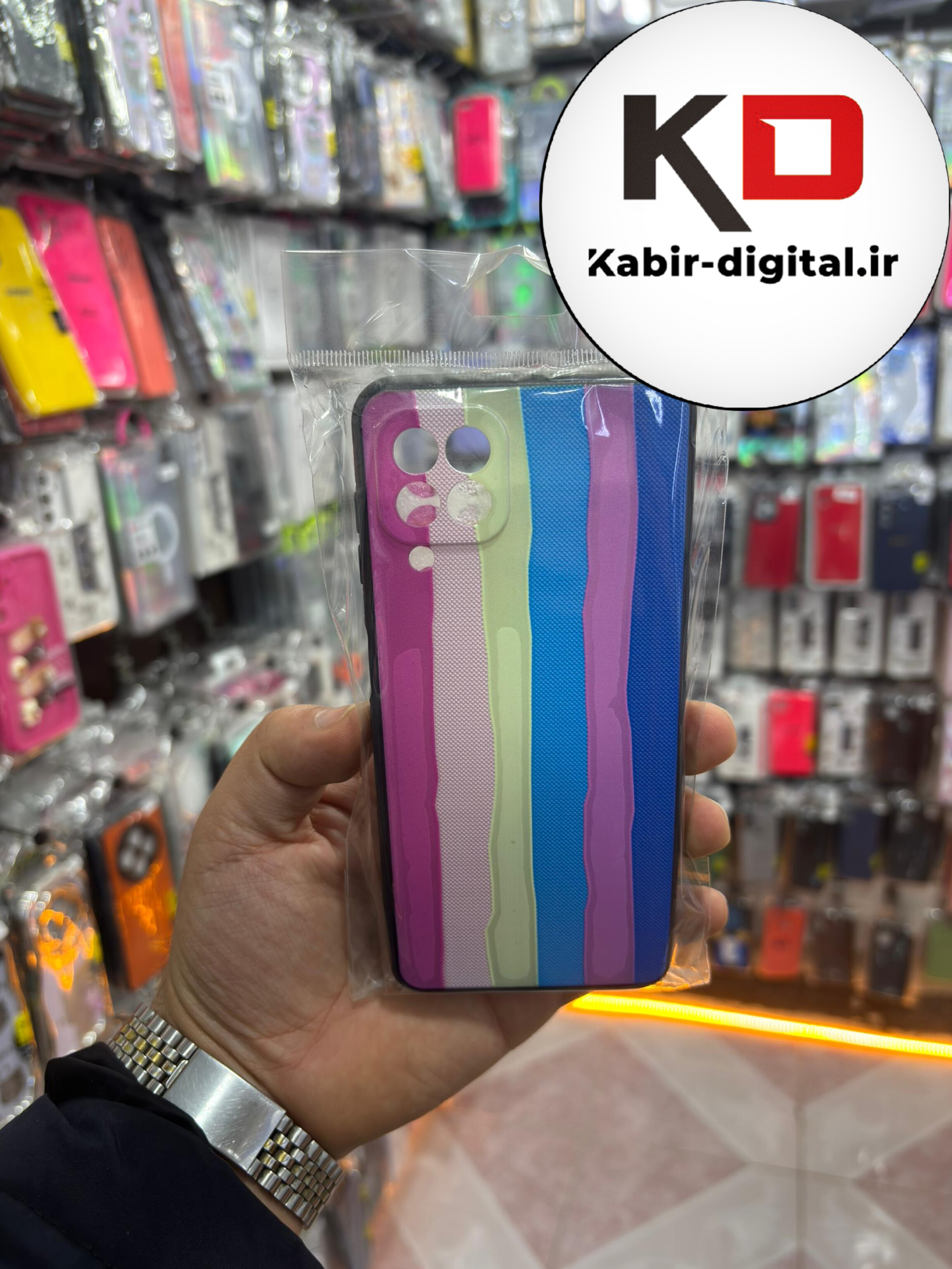 قاب گوشی Galaxy A22 4G سامسونگ فانتزی سوزنی برجسته طرح رنگین کمان محافظ لنز دار