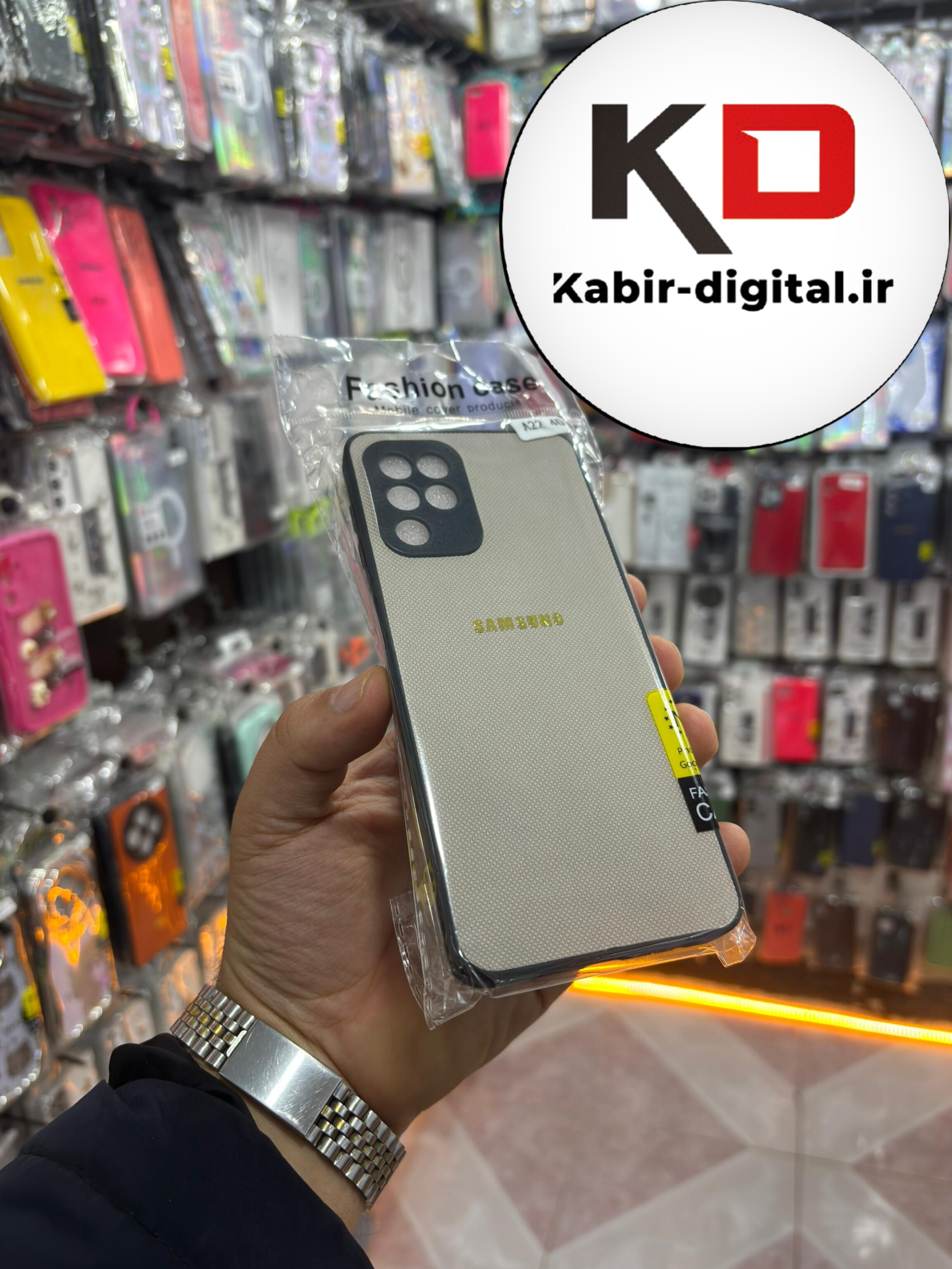 قاب گوشی Galaxy A22 4G سامسونگ اورجینال چرمی سخت Hard سوزنی محافظ لنزدار کرمی
