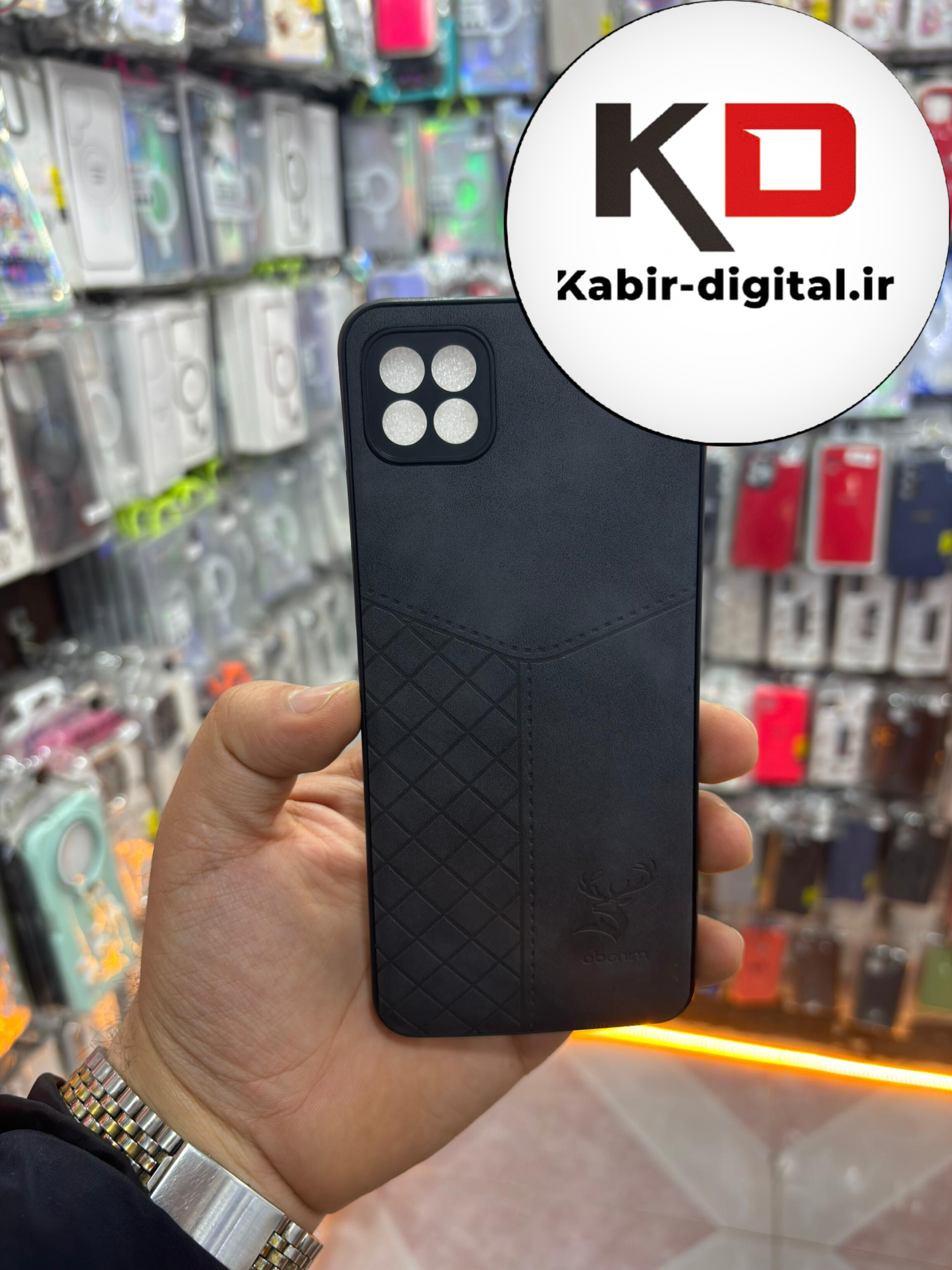 قاب گوشی Galaxy A22 5G سامسونگ طرح ژله ای چرمی ساده گوزنی محافظ لنزدار مشکی