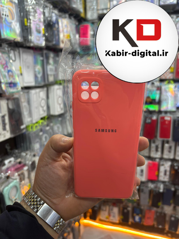 قاب گوشی Galaxy A22 5G سامسونگ سیلیکونی های کپی هلویی محافظ لنزدار