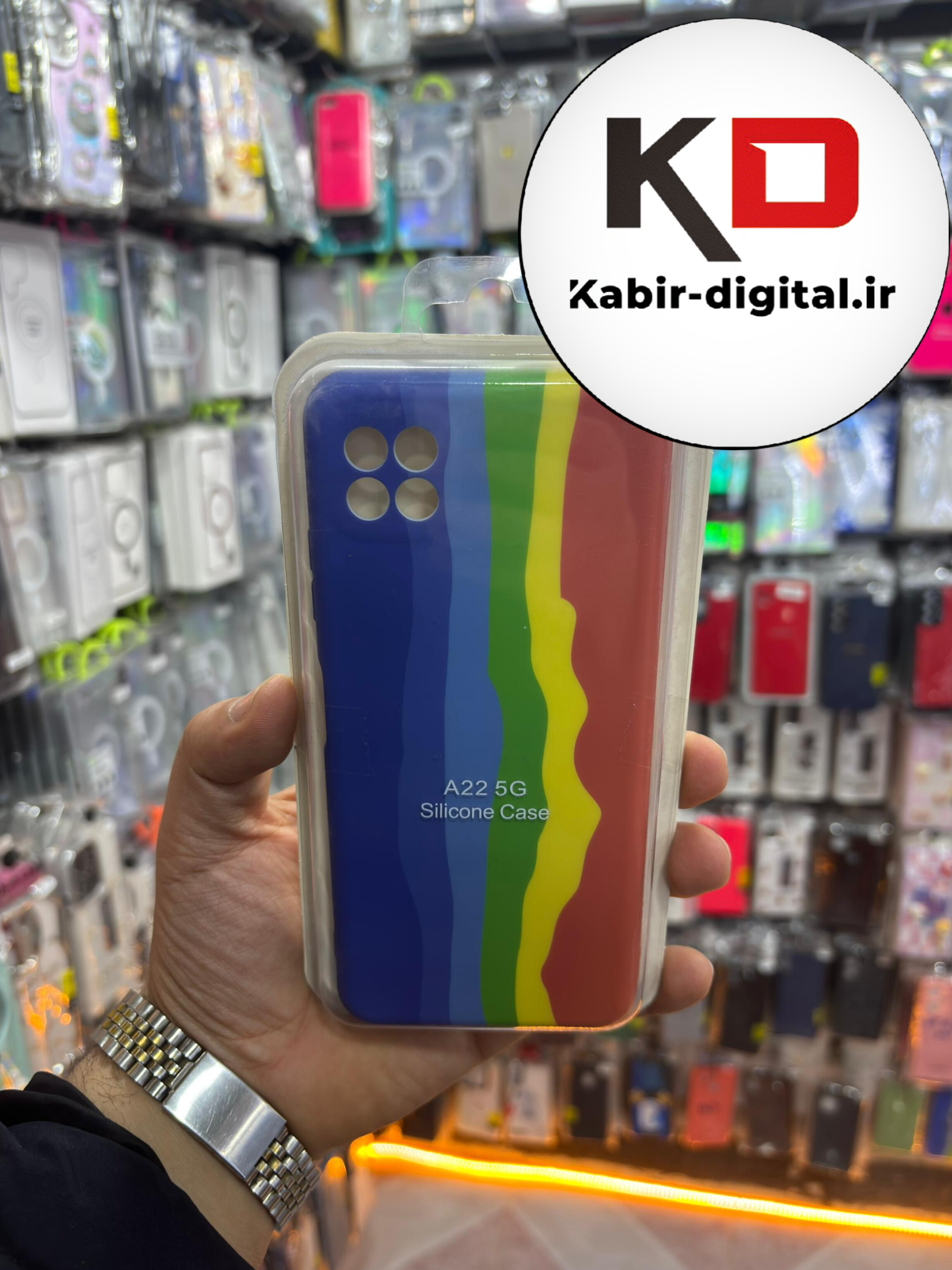 قاب گوشی Galaxy A22 5G سامسونگ سیلیکونی اورجینال درجه یک زیربسته  رنگین کمان محافظ لنز دار