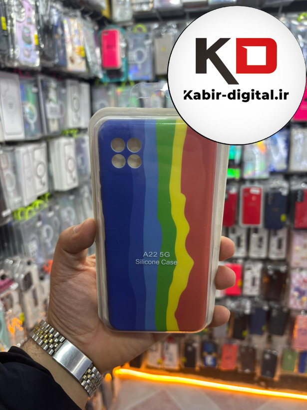 قاب گوشی Galaxy A22 5G سامسونگ سیلیکونی اورجینال درجه یک زیربسته رنگین کمان محافظ لنز دار