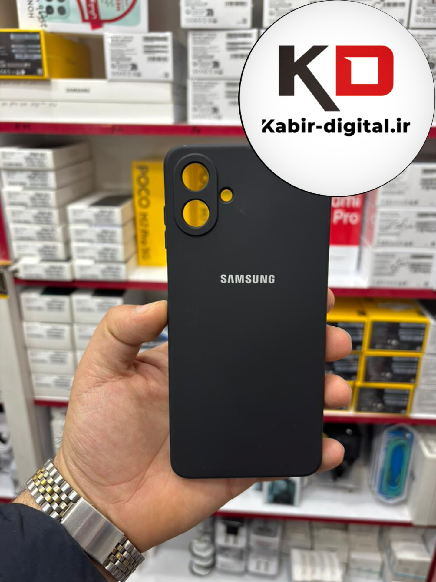 قاب گوشی Galaxy A07 سامسونگ سیلیکونی اورجینال پاک کنی درجه یک زیربسته محافظ لنز دار مشکی