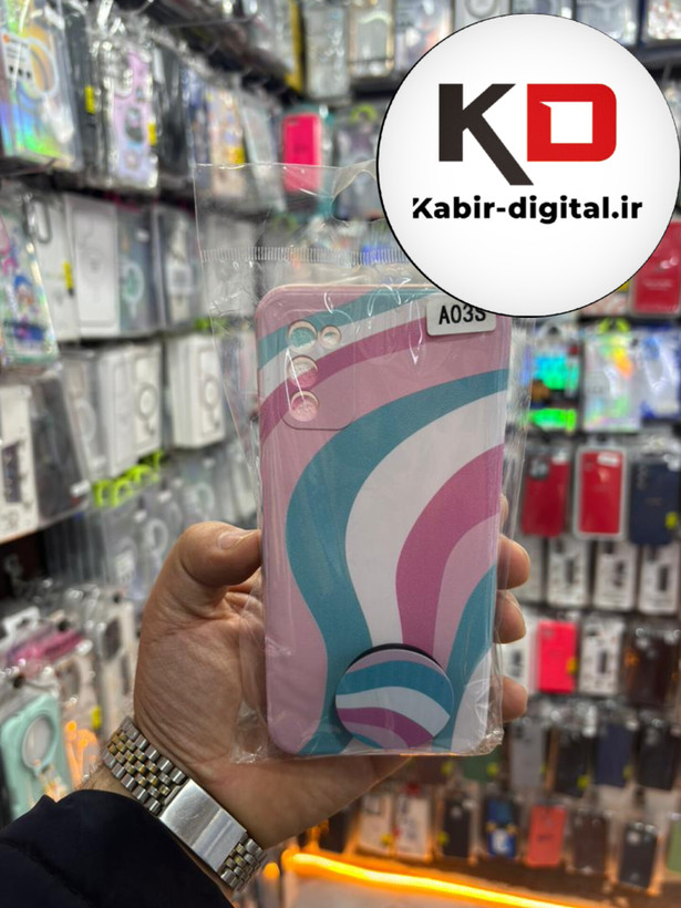 قاب گوشی Galaxy A02s / A03s سامسونگ فانتزی برجسته طرح رنگین کمان به همراه پاپ سوکت