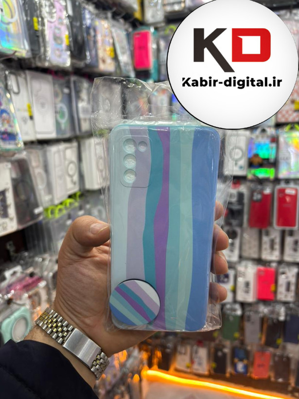 قاب گوشی Galaxy A02s / A03s سامسونگ فانتزی برجسته طرح رنگین کمان به همراه پاپ سوکت
