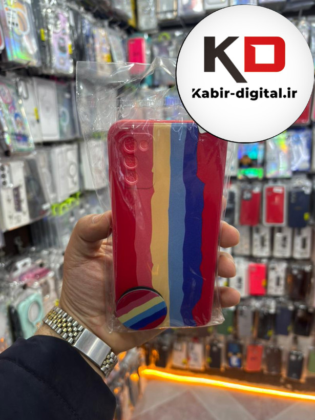 قاب گوشی Galaxy A02s / A03s سامسونگ فانتزی برجسته طرح رنگین کمان به همراه پاپ سوکت