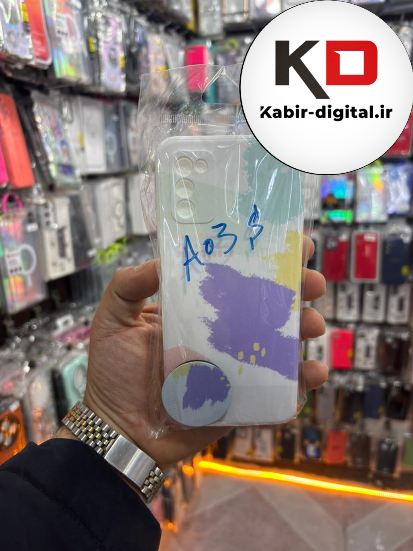 قاب گوشی Galaxy A02s / A03s سامسونگ فانتزی برجسته طرح آبرنگی به همراه پاپ سوکت