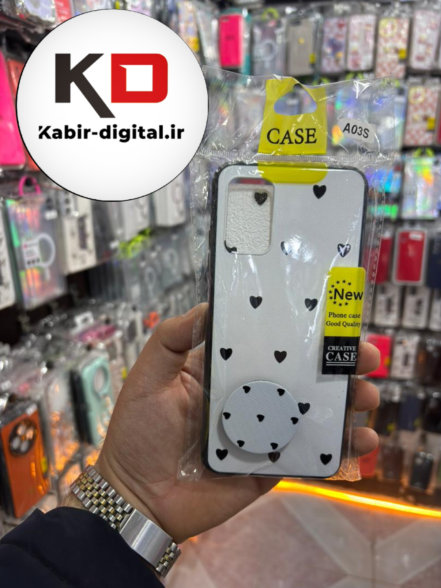 قاب گوشی Galaxy A02s / A03s سامسونگ فانتزی برجسته طرح قلب کلاسیک سفید به همراه پاپ سوکت
