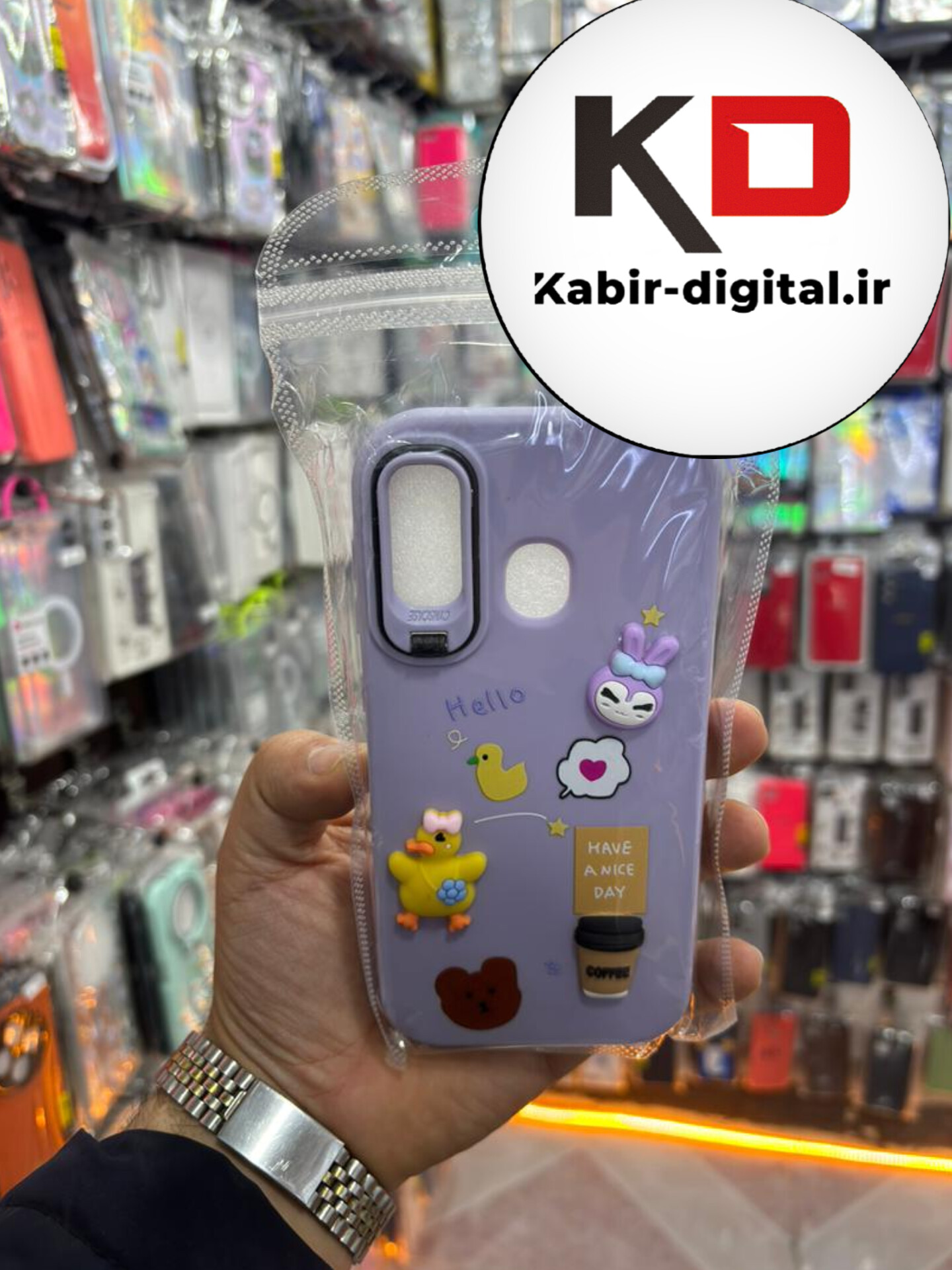 قاب گوشی Galaxy A20 / A30 سامسونگ سیلیکونی Stand Case پاستلی عروسکی برجسته بنفش لنز استندشو