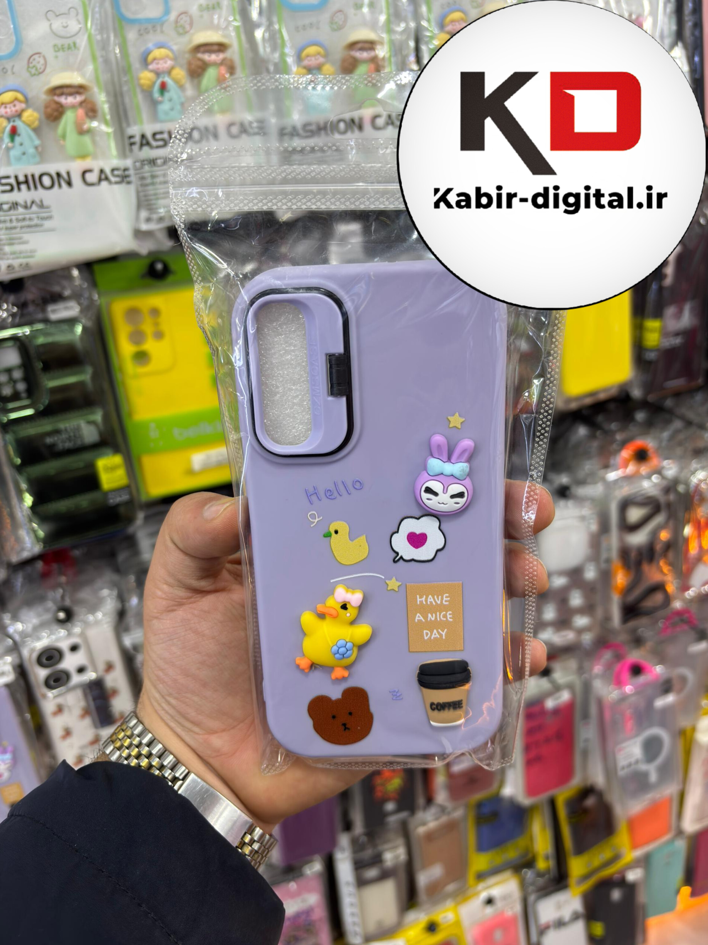 قاب گوشی Galaxy A50 / A50s / A30s سامسونگ سیلیکونی Stand Case پاستلی عروسکی برجسته بنفش لنز استندشو