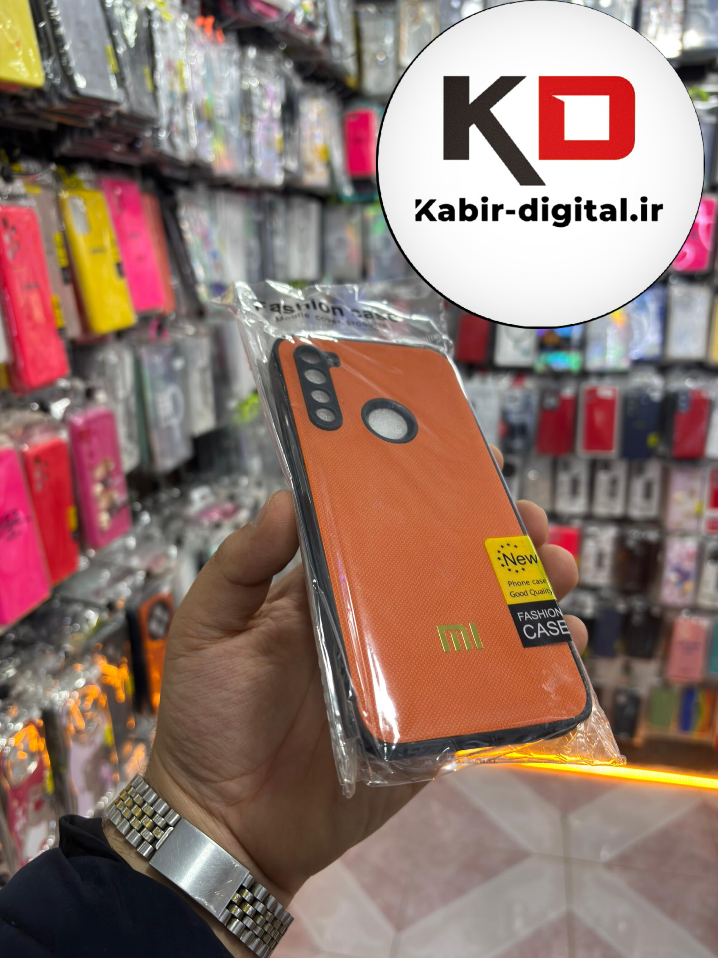 قاب گوشی Note 8 شیائومی  اورجینال چرمی سخت Hard سوزنی محافظ لنزدار نارنجی