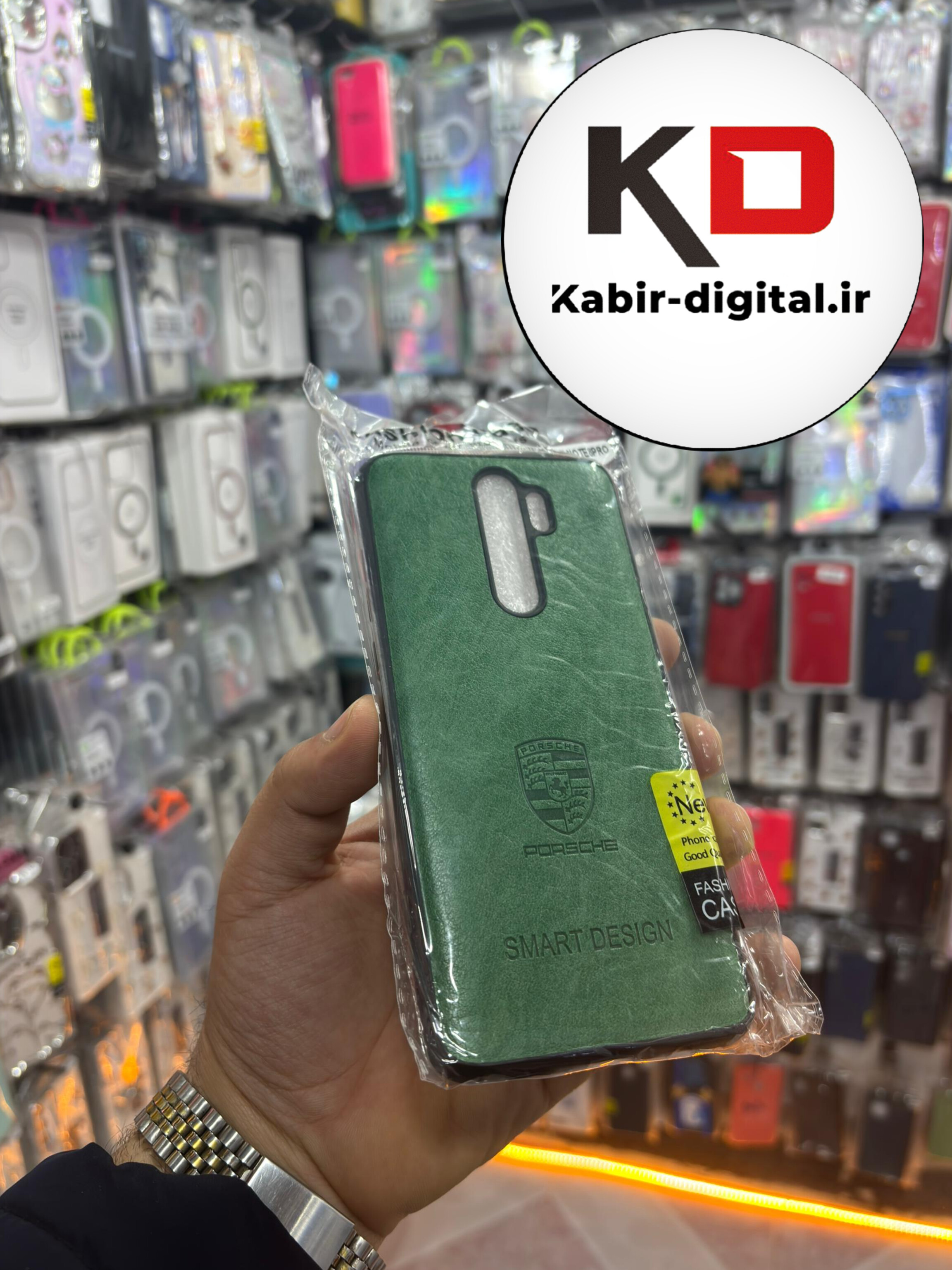 قاب گوشی Note 8  Pro شیائومی اورجینال طرح چرمی پورشه محافظ لنزدار سبز