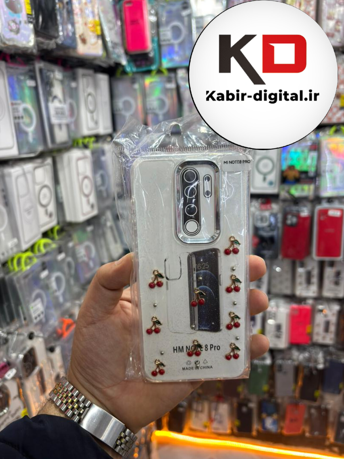 قاب گوشی Note 8 Pro شیائومی لاکچری شفاف رزینی طرح شاین لنز کرومی طرح آلبالو