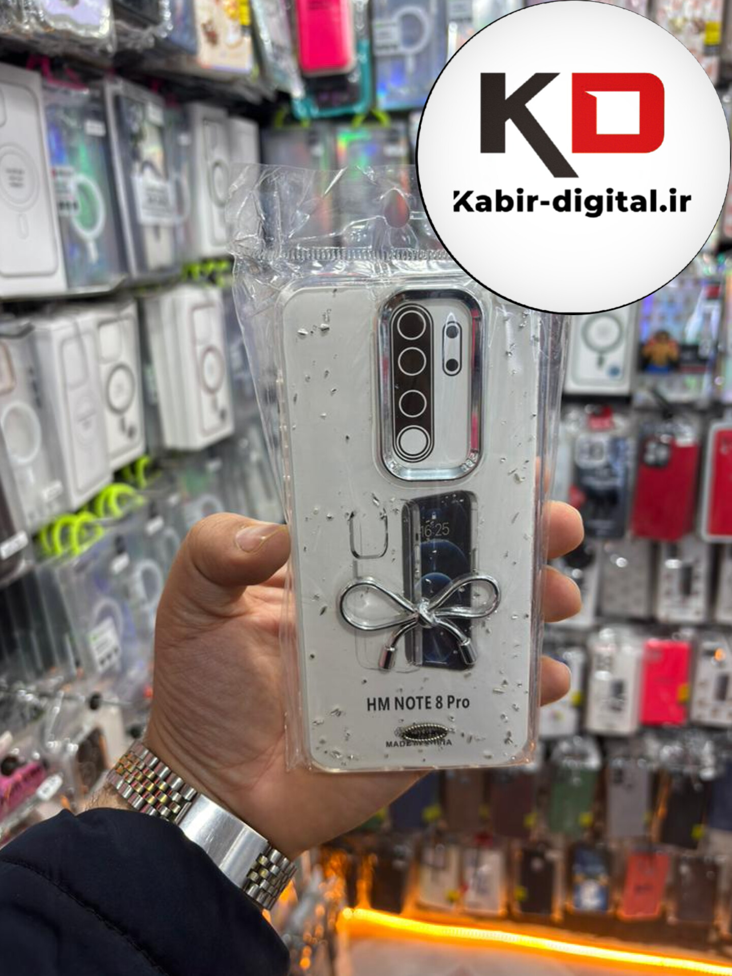 قاب گوشی Note 8 Pro شیائومی لاکچری شفاف رزینی طرح شاین لنز کرومی طرح پاپیون