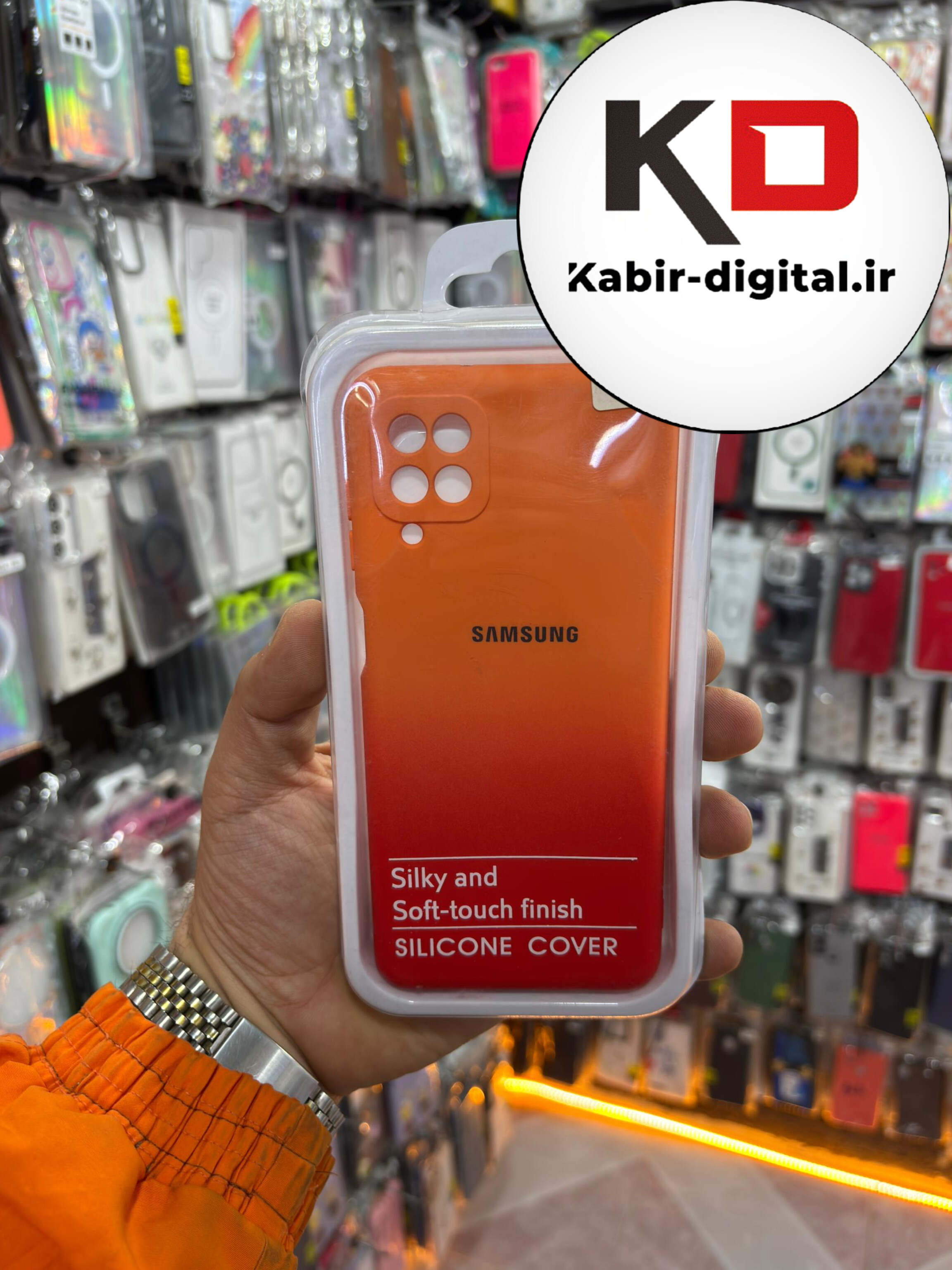 قاب گوشی Galaxy A12 / M12 سامسونگ طرح سیلیکونی محافظ لنزدار نارنجی دو رنگ
