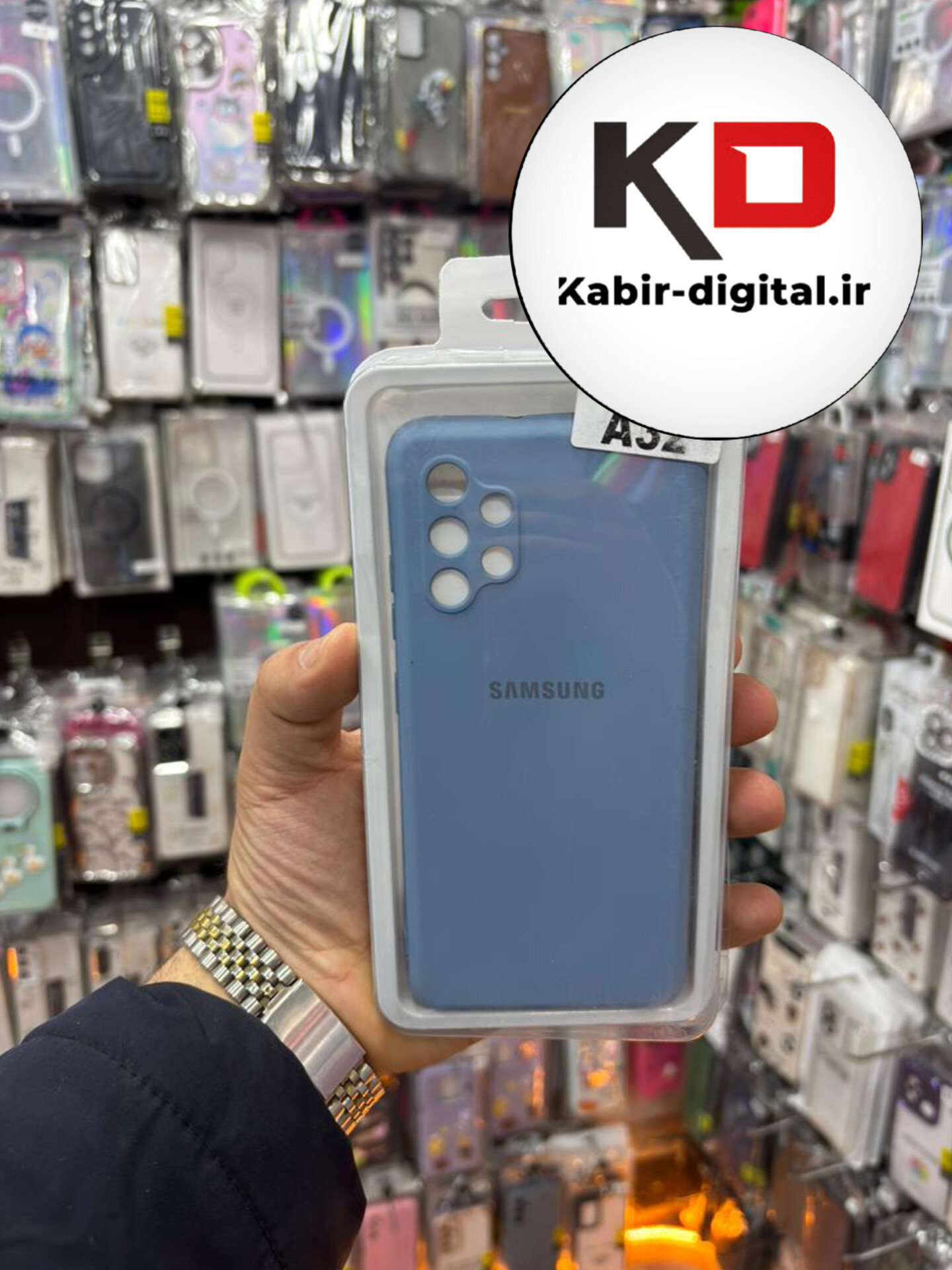 قاب گوشی Galaxy A32 4g سامسونگ طرح سیلیکونی آبی محافظ لنزدار