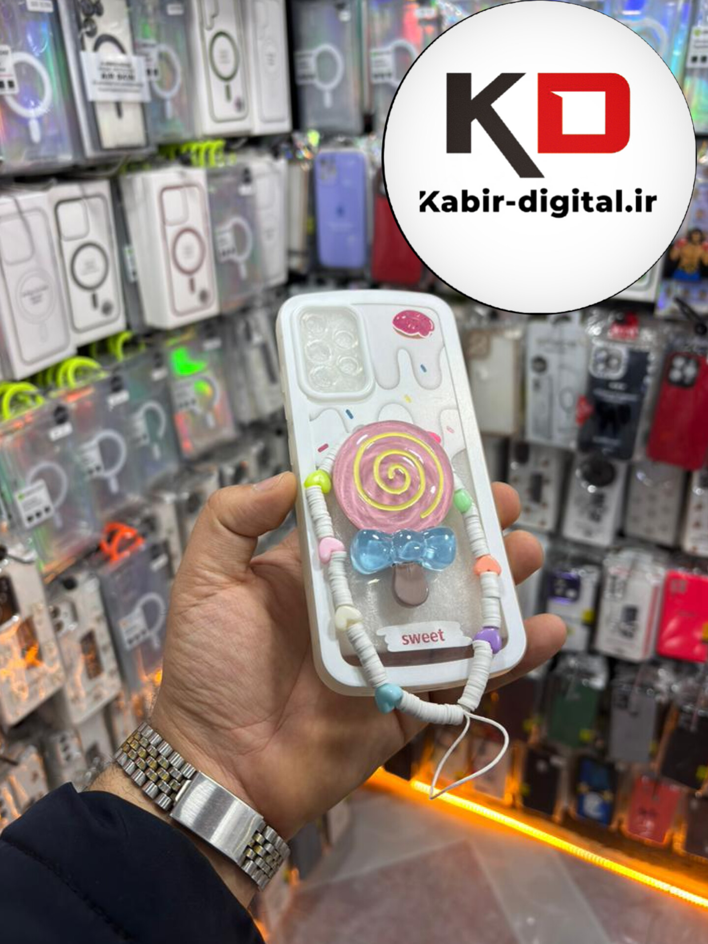 قاب گوشی Galaxy A32 4g سامسونگ سیلیکونی طرح بستنی و آبنبات پاپ سوکت دار همراه بند آویز محافظ لنزدار