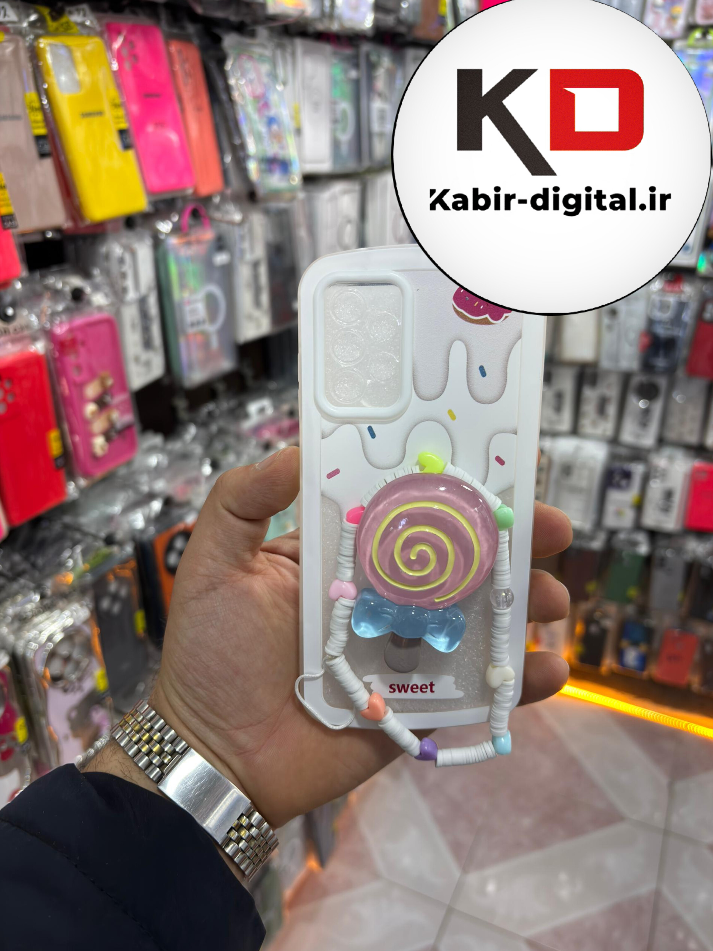 قاب گوشی Galaxy A13 5g سامسونگ سیلیکونی طرح بستنی و آبنبات پاپ سوکت دار همراه بند آویز محافظ لنزدار