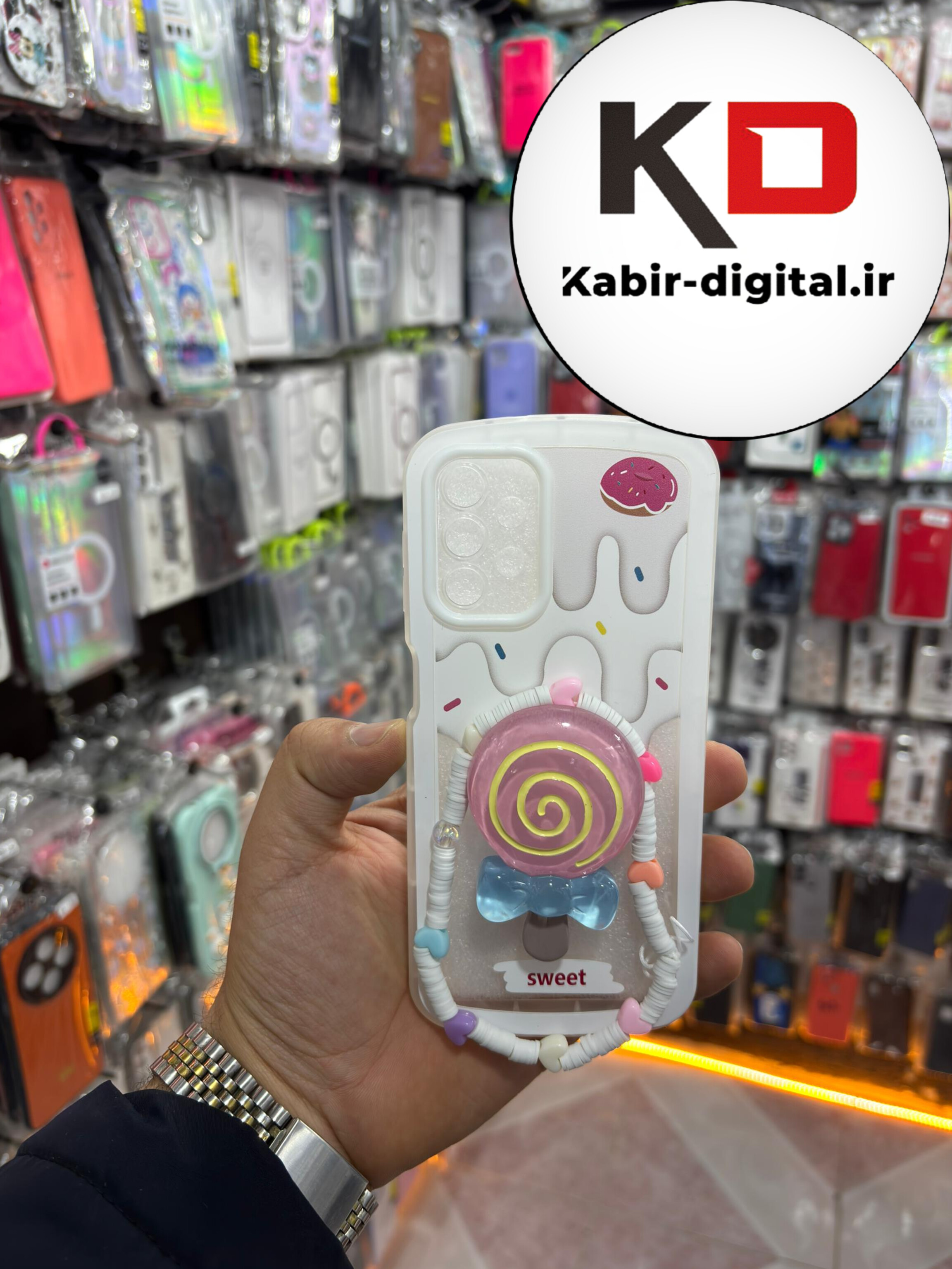 قاب گوشی Galaxy A52 / A52s سامسونگ سیلیکونی طرح بستنی و آبنبات پاپ سوکت دار همراه بند آویز محافظ لنزدار