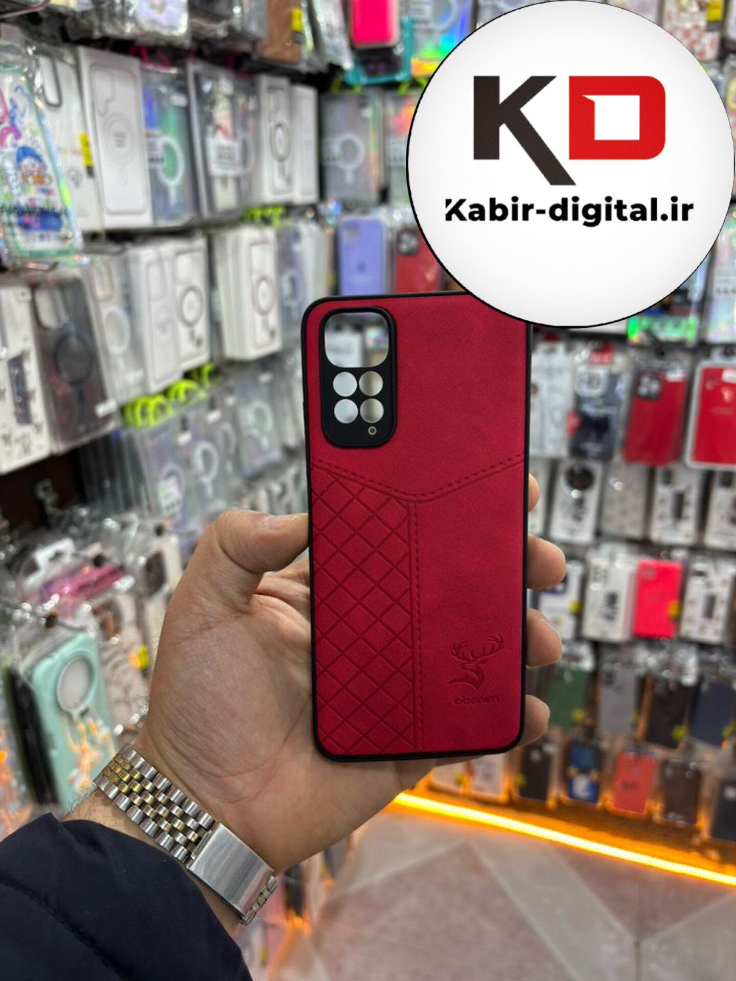 قاب گوشی Note 11s / Note 11 شیائومی طرح ژله ای چرمی ساده گوزنی محافظ لنزدار قرمز