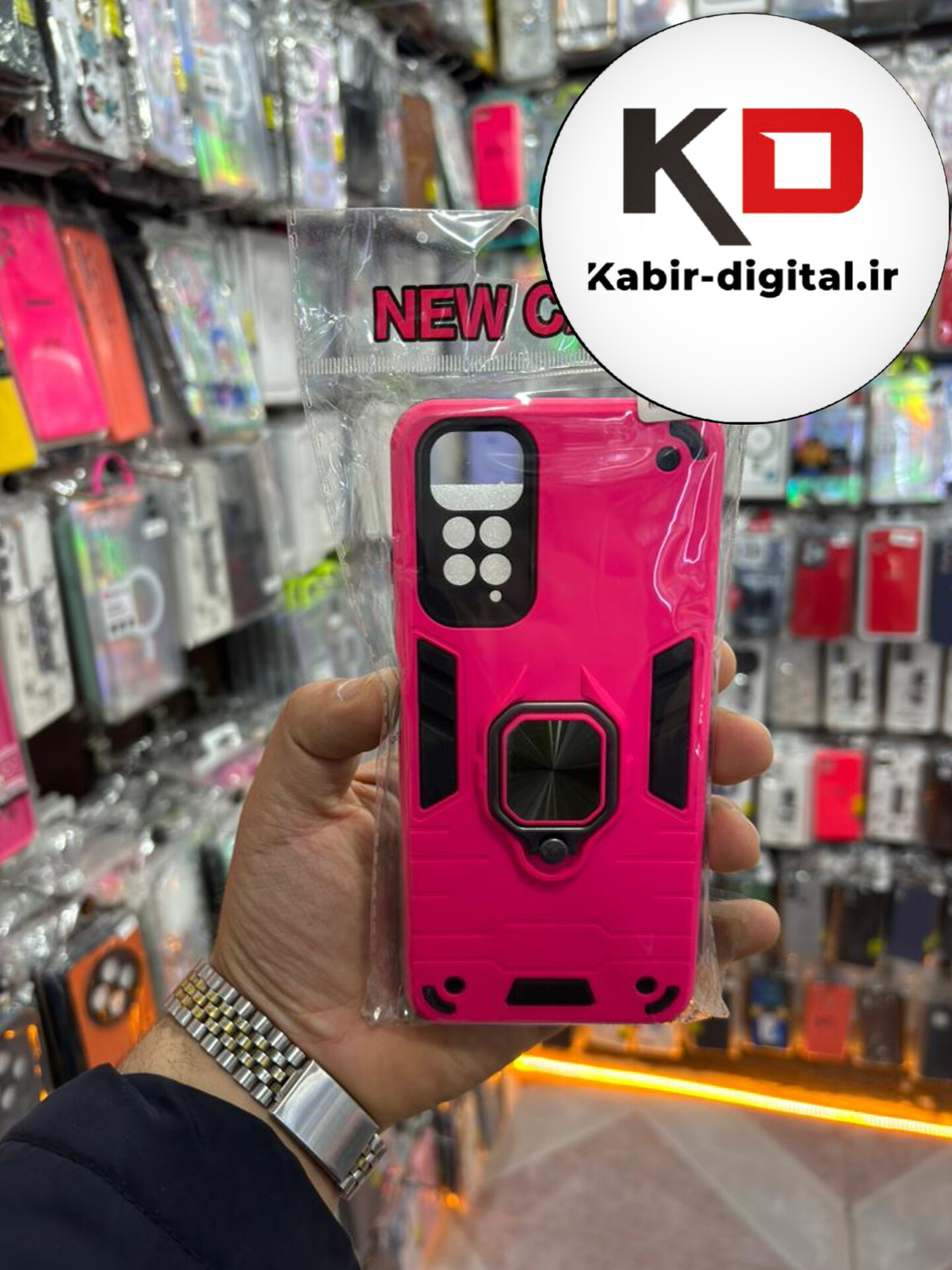 قاب گوشی Note 11s / Note 11 شیائومی طرح ضد ضربه بتمن هولدر دار محافظ لنز دار ایربگ دار - صورتی فسفری