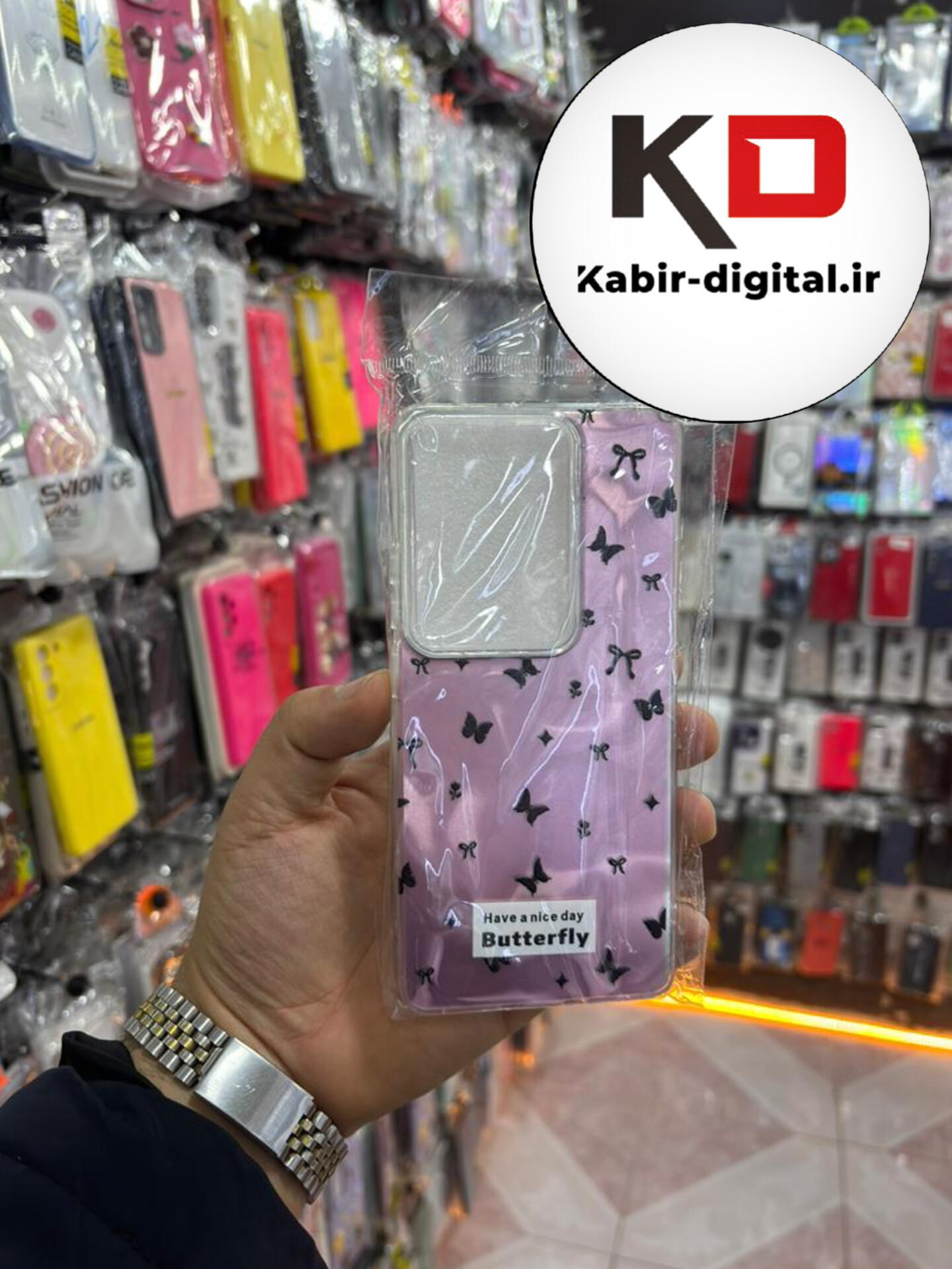 قاب گوشی Note 13 pro 4g  / POCO M6 Pro / Note 14s شیائومی PC Case اورجینال سه بعدی موج دار طرح پروانه صورتی کیوت