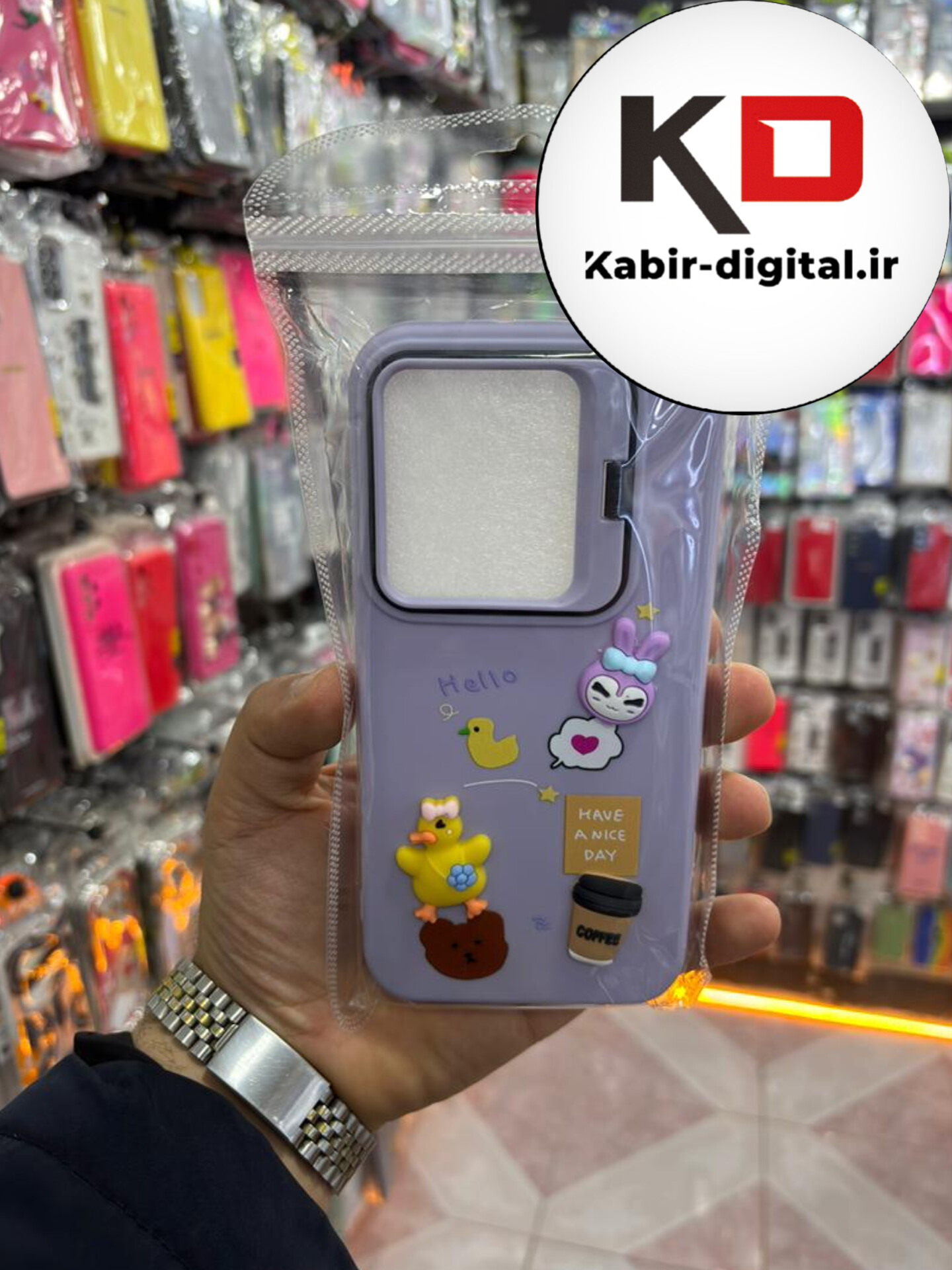 قاب گوشی Note 13 pro 4g  / POCO M6 Pro / Note 14s شیائومی سیلیکونی Stand Case پاستلی عروسکی برجسته بنفش لنز استندشو