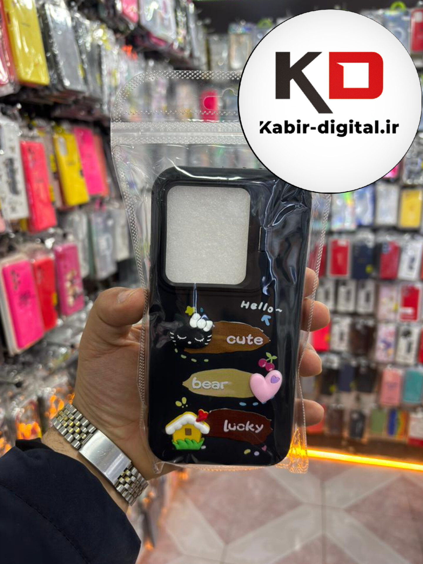 قاب گوشی Note 13 pro 4g  / POCO M6 Pro / Note 14s شیائومی سیلیکونی Stand Case پاستلی عروسکی برجسته مشکی لنز استندشو