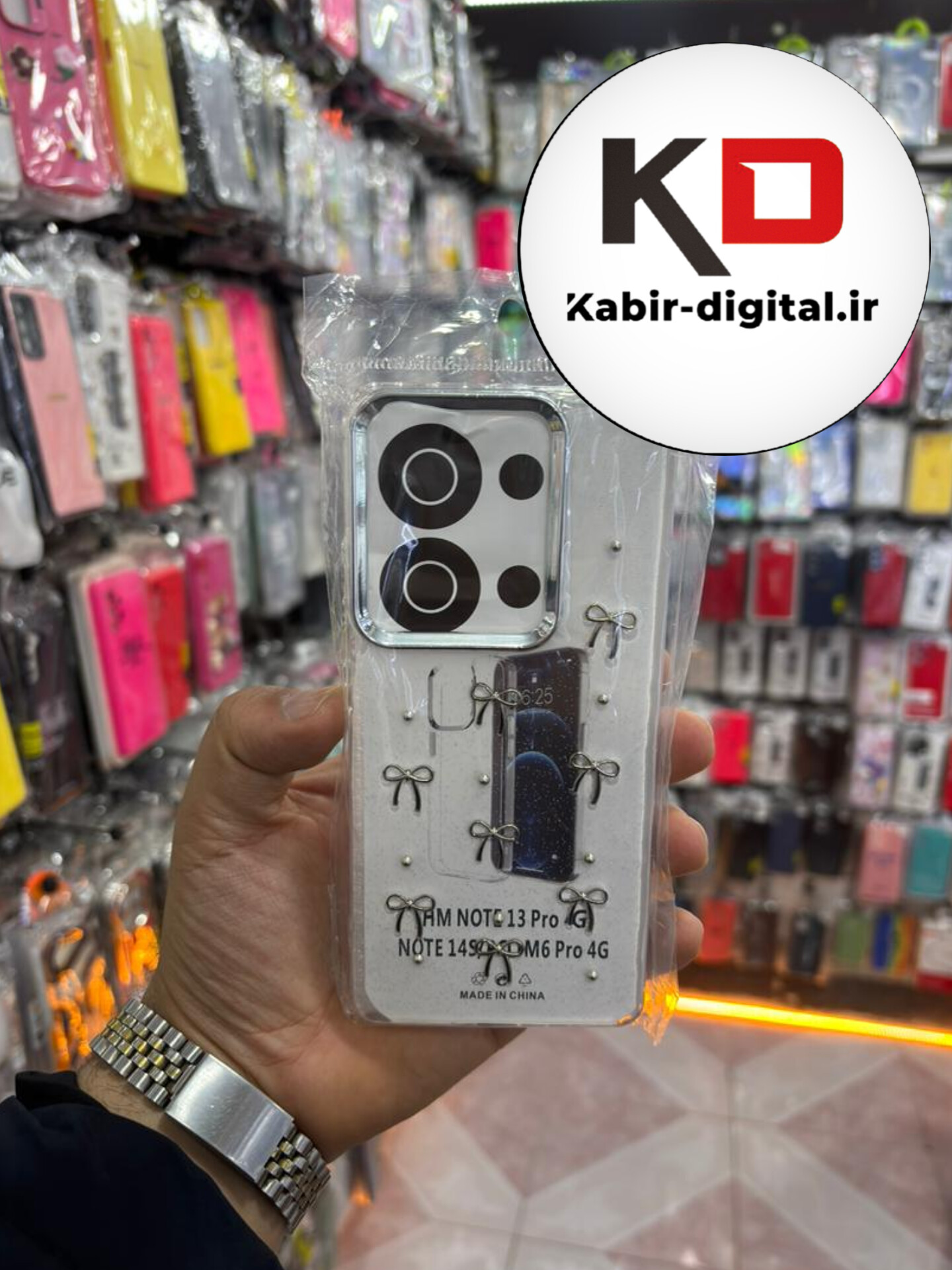 قاب گوشی Note 13 pro 4g  / POCO M6 Pro / Note 14s شیائومی لاکچری شفاف رزینی طرح شاین لنز کرومی طرح پاپیون