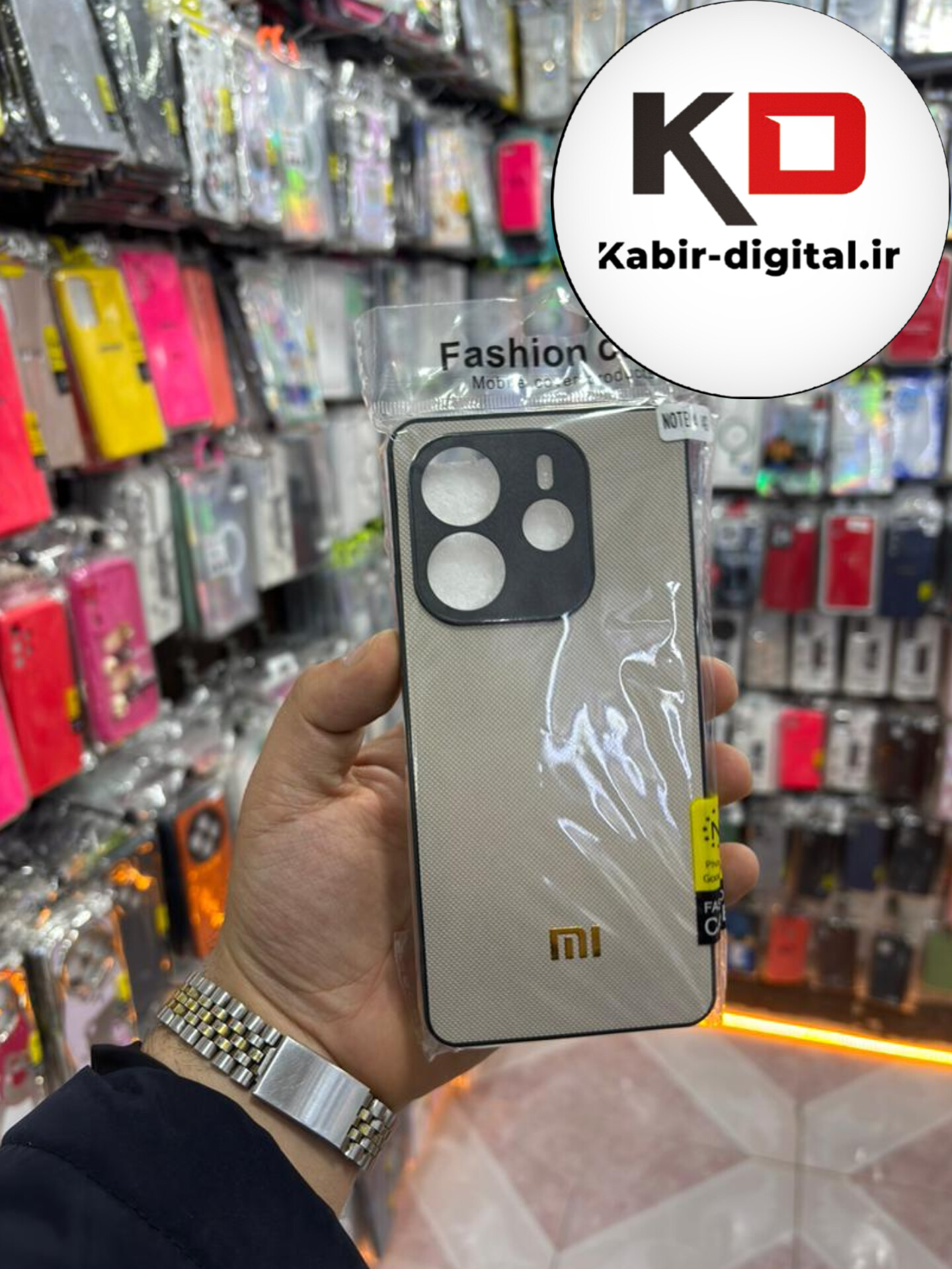 قاب گوشی Note 14 4g شیائومی اورجینال چرمی سخت Hard سوزنی محافظ لنزدار خاکی