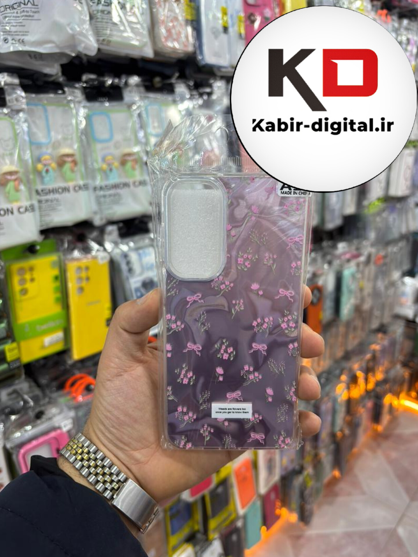 قاب گوشی Galaxy A16 / A26 / A17 سامسونگ PC Case اورجینال سه بعدی موج دار طرح گل و پاپیون صورتی کیوت