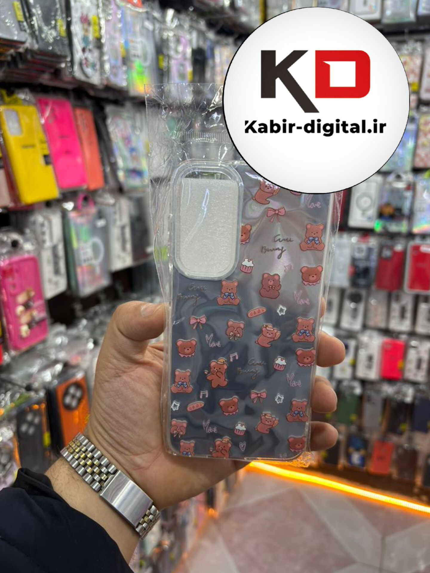 قاب گوشی Galaxy A16 / A26 / A17 سامسونگ PC Case اورجینال سه بعدی موج دار طرح خرس نارنجی کیوت