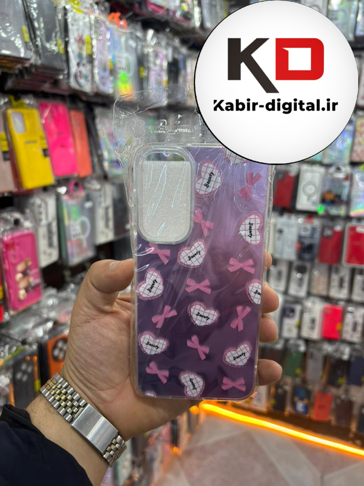قاب گوشی Galaxy A16 / A26 / A17 سامسونگ PC Case اورجینال سه بعدی موج دار طرح قلب صورتی کیوت