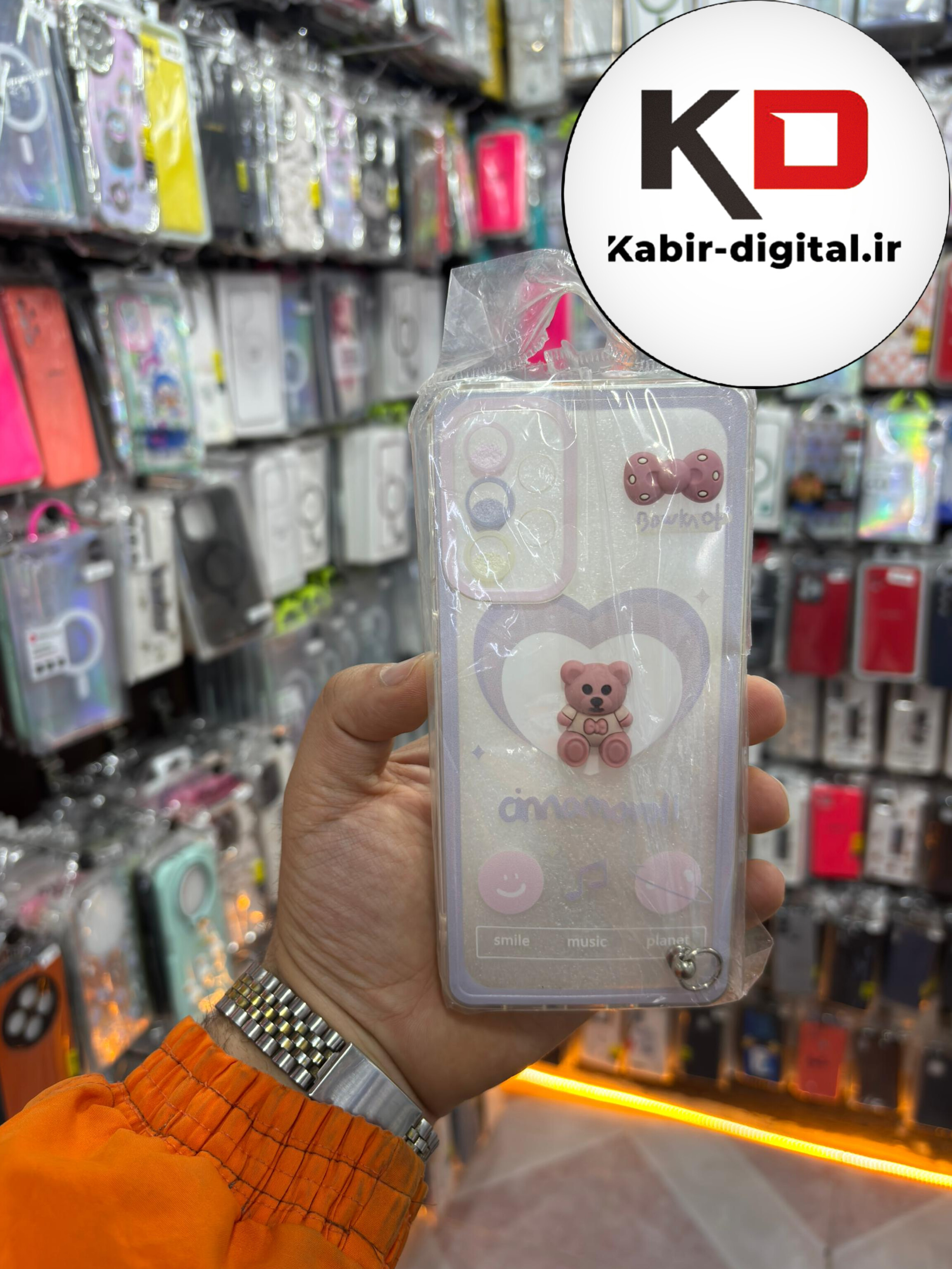قاب گوشی Galaxy A73 سامسونگ طرح عروسکی سه بعدی شفاف TPU کپسولی محافظ لنز دار طرح دخترانه همراه آویز