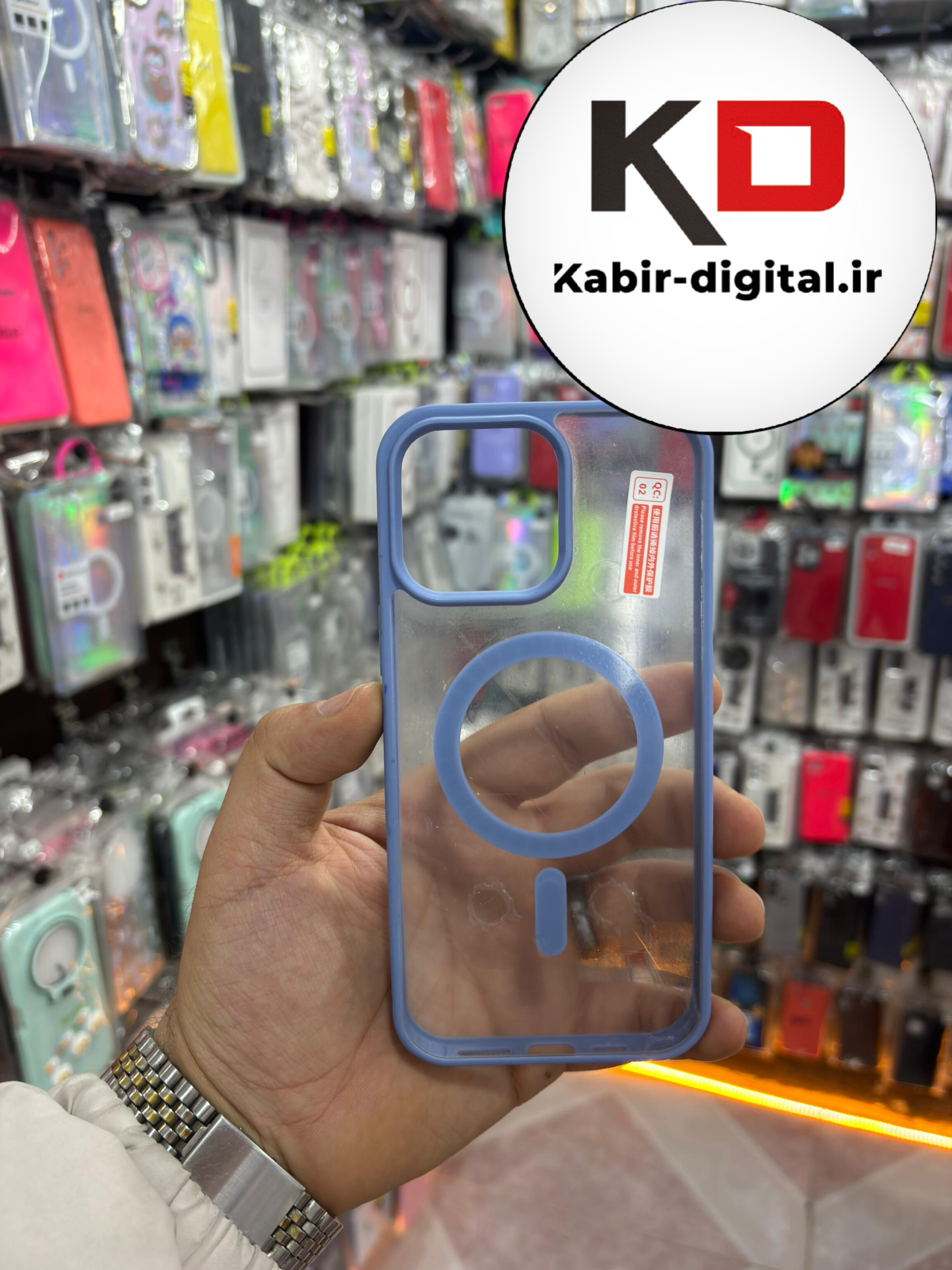 قاب گوشی iPhone 16 Pro Max آیفون اورجینال Magnetic دور ژله ای MagSafe آبی (پک دار)