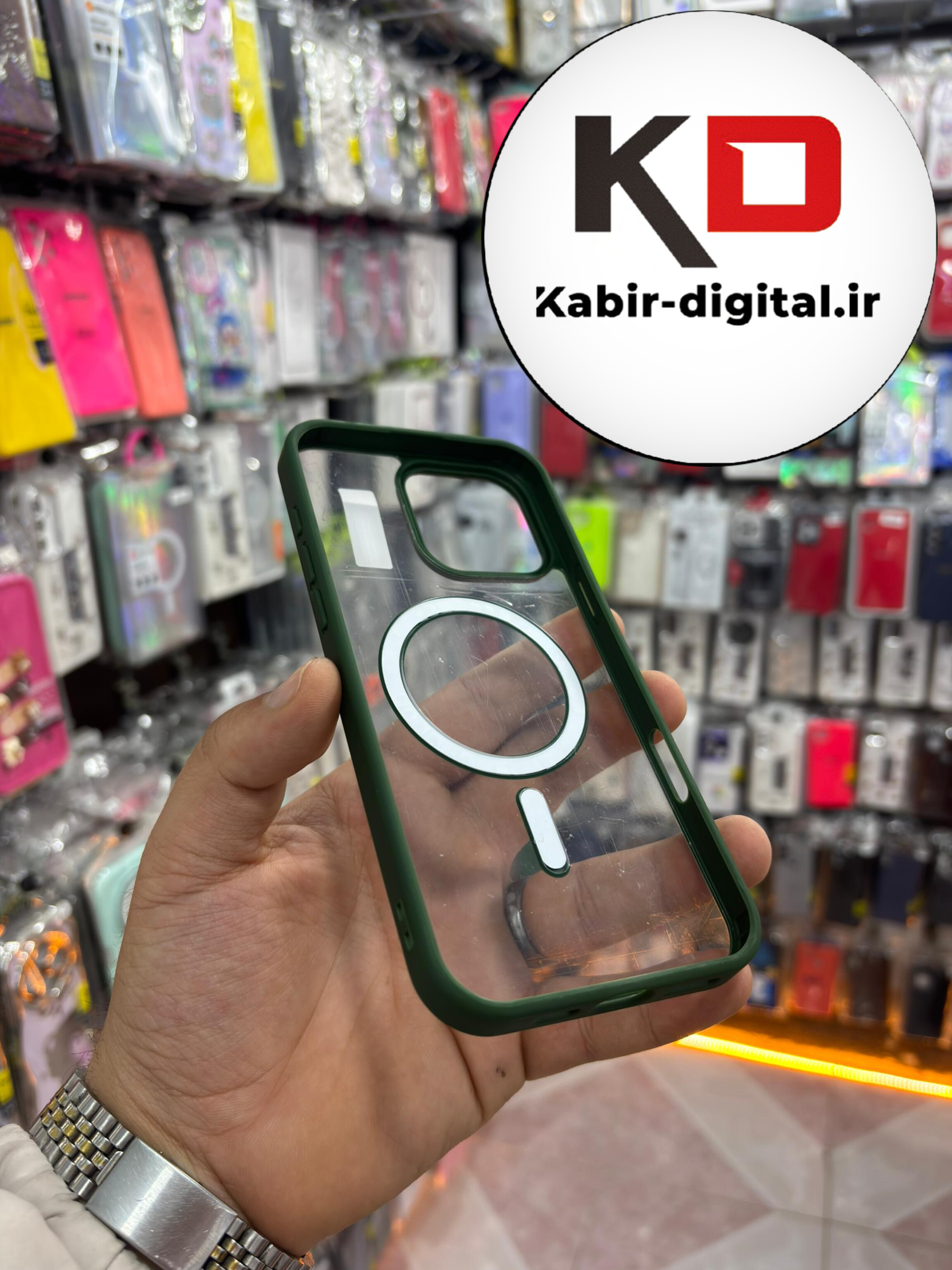 قاب گوشی iPhone 16 Pro Max آیفون اورجینال Magnetic دور ژله ای MagSafe سبز (پک دار)