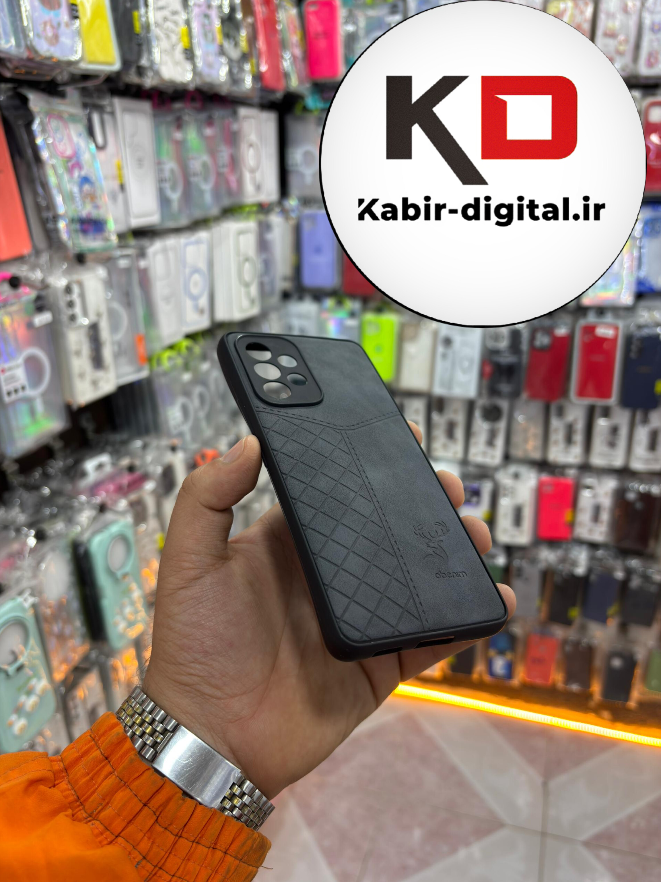 قاب گوشی Galaxy A53 سامسونگ طرح ژله ای چرمی ساده گوزنی محافظ لنزدار مشکی