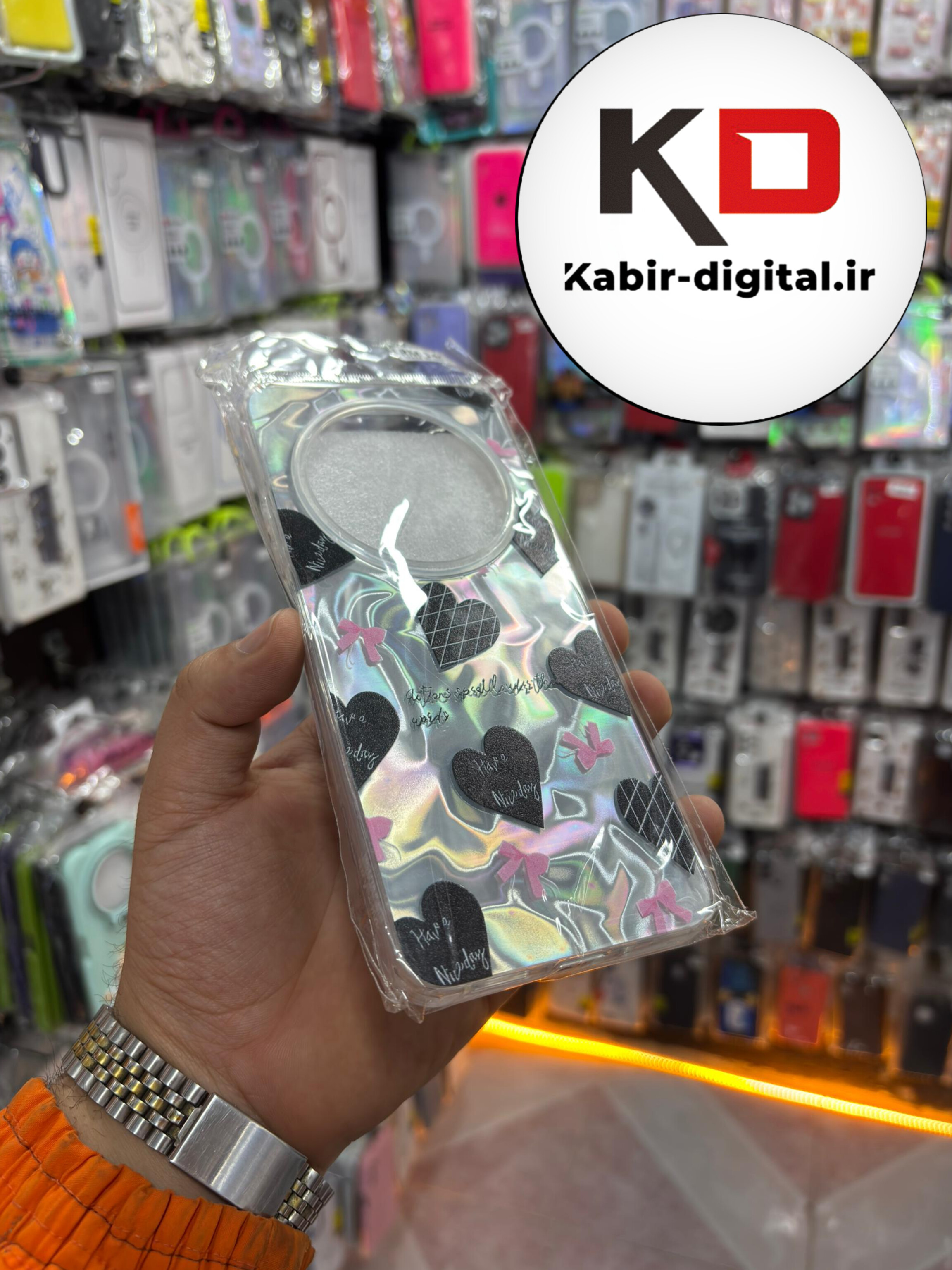 قاب گوشی Redmi 14C / POCO C75 / Redmi A4 شیائومی PC Case اورجینال سه بعدی موج دار طرح قلب مشکی کیوت