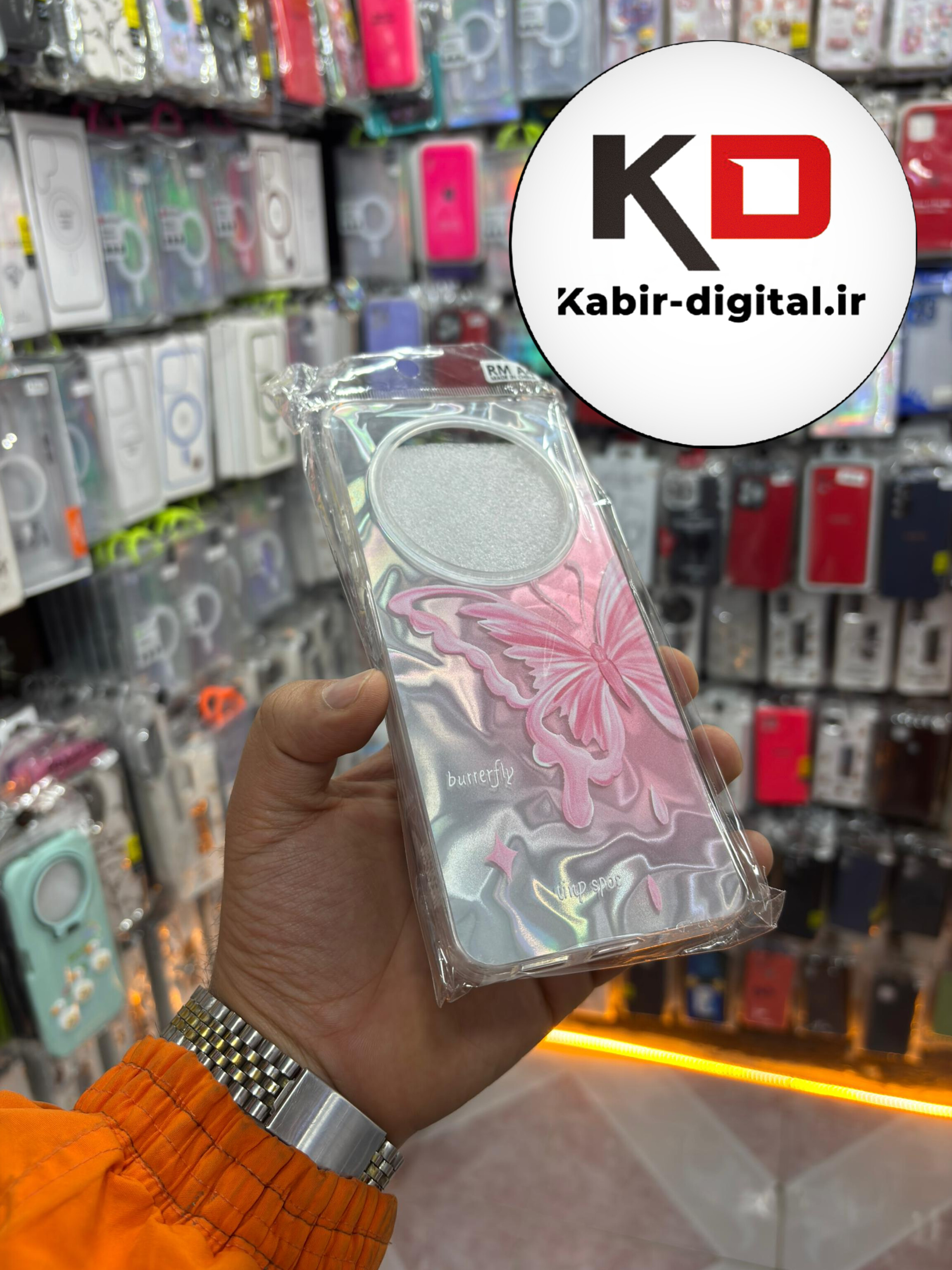قاب گوشی Redmi 14C / POCO C75 / Redmi A4 شیائومی PC Case اورجینال سه بعدی موج دار طرح پروانه صورتی کیوت