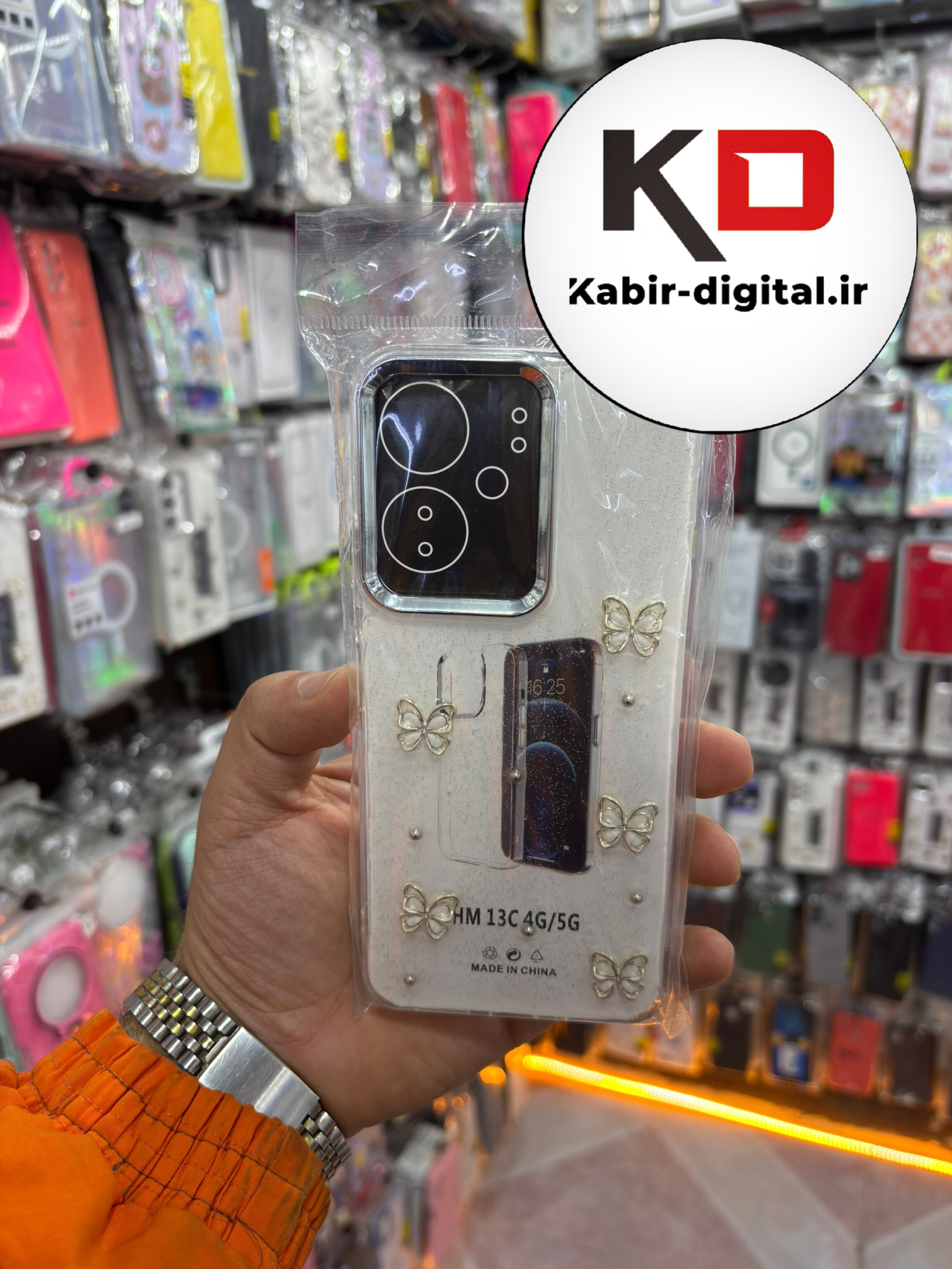 قاب گوشی Redmi 13C / POCO C65 شیائومی لاکچری شفاف رزینی طرح شاین لنز کرومی