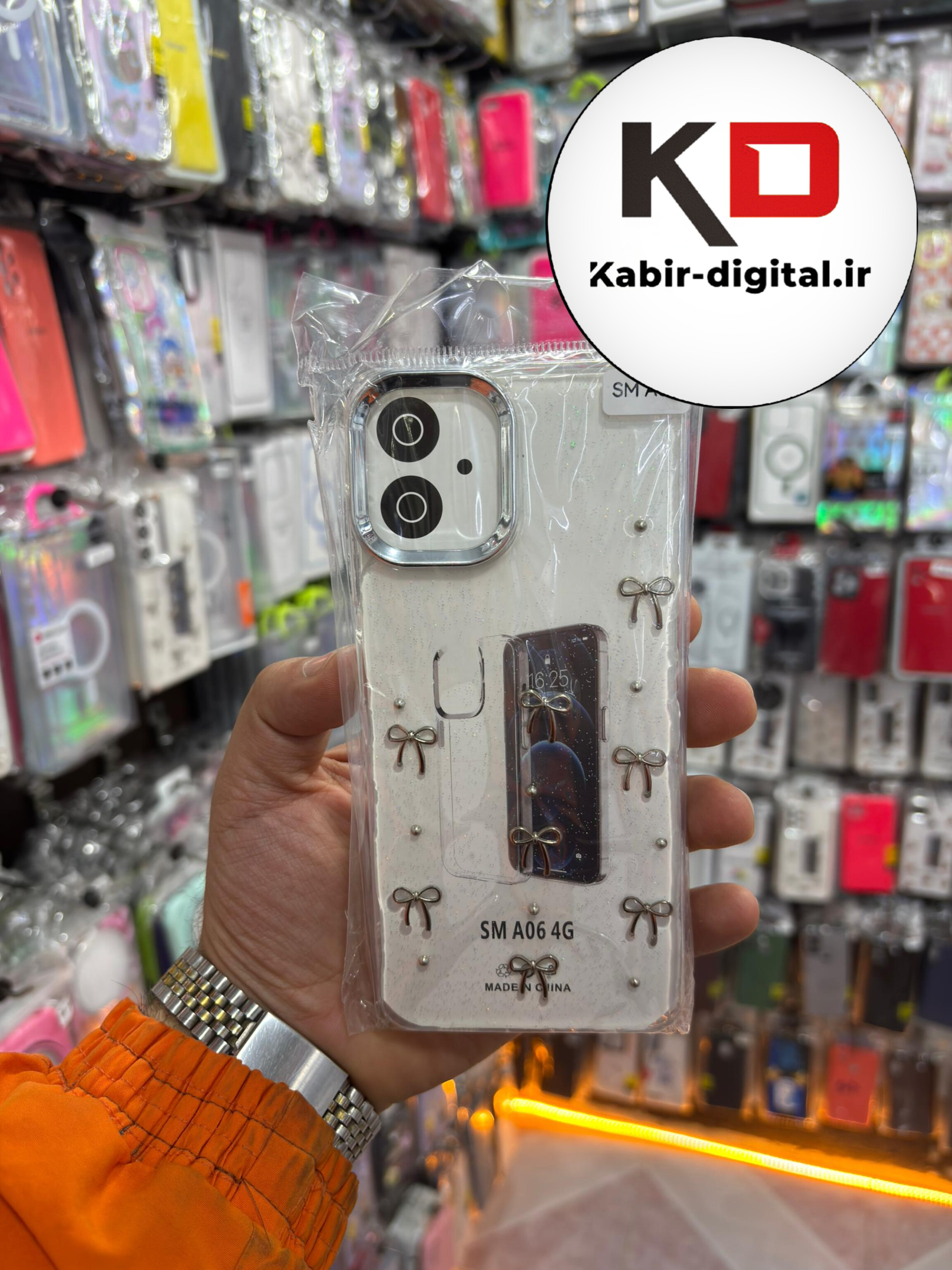 قاب گوشی Galaxy A06 سامسونگ لاکچری شفاف رزینی طرح شاین لنز کرومی