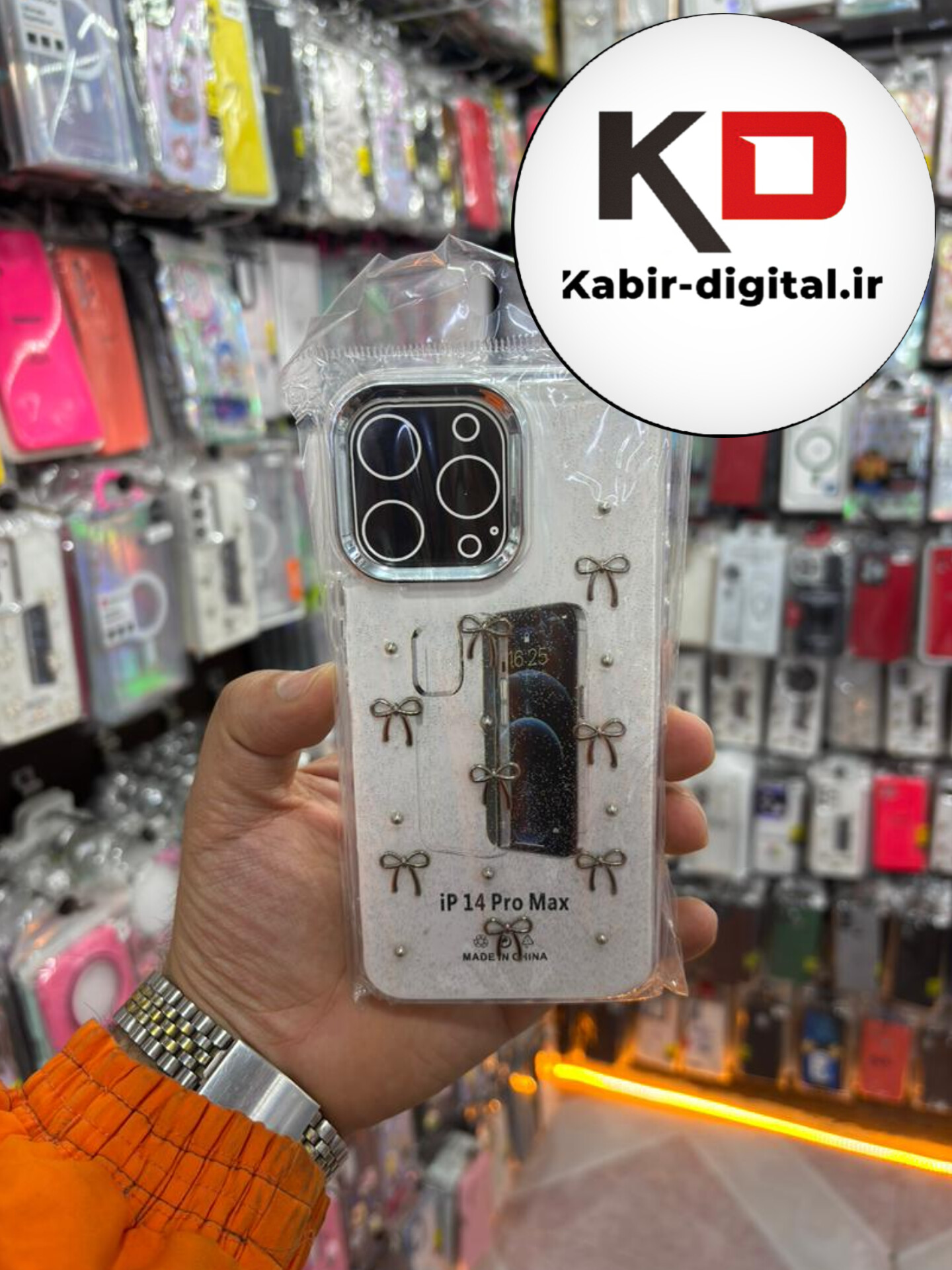 قاب گوشی iPhone 14 Pro Max آیفون لاکچری شفاف رزینی طرح شاین لنز کرومی