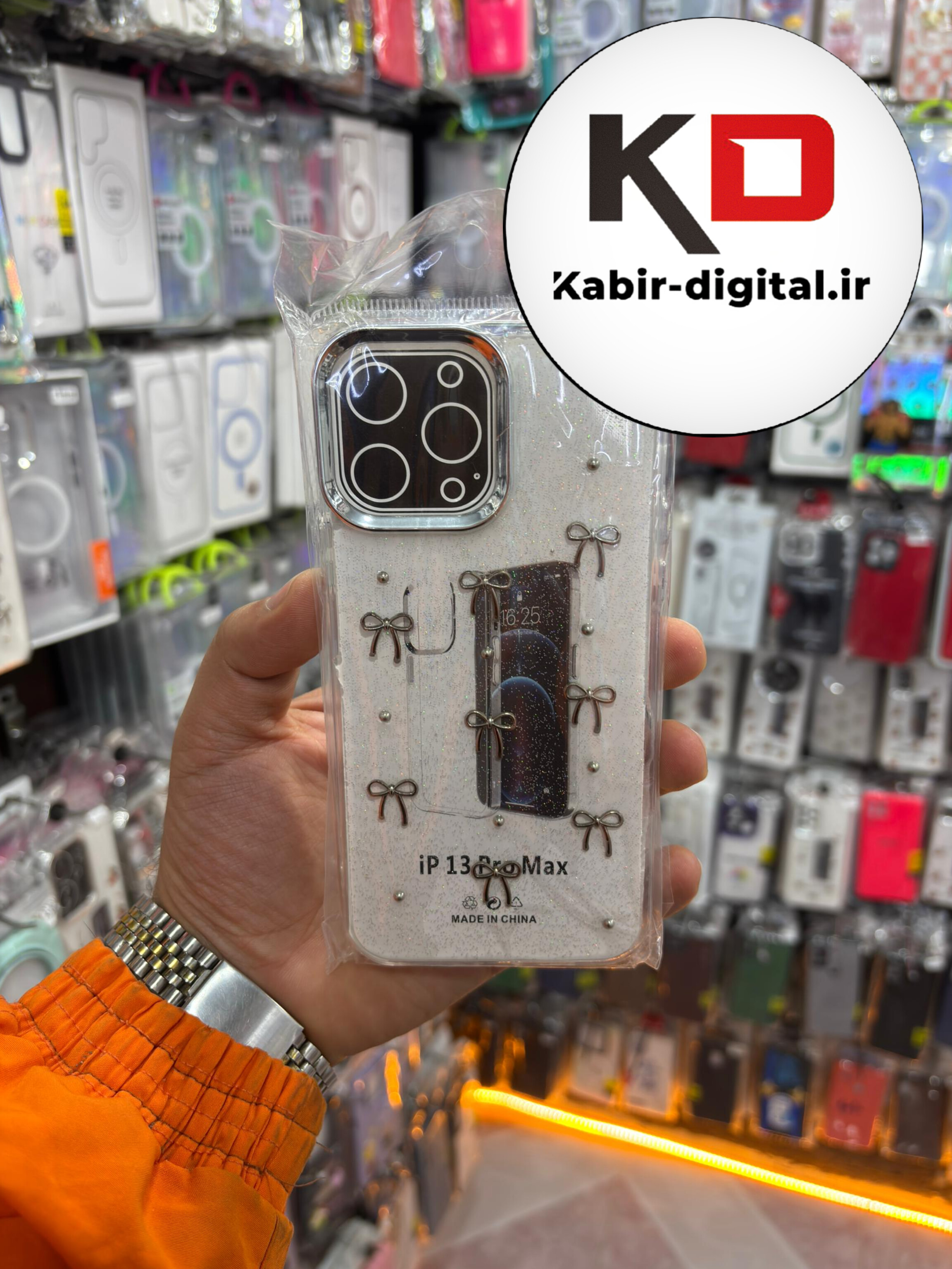 قاب گوشی iPhone 13 Pro Max آیفون لاکچری شفاف رزینی طرح شاین لنز کرومی