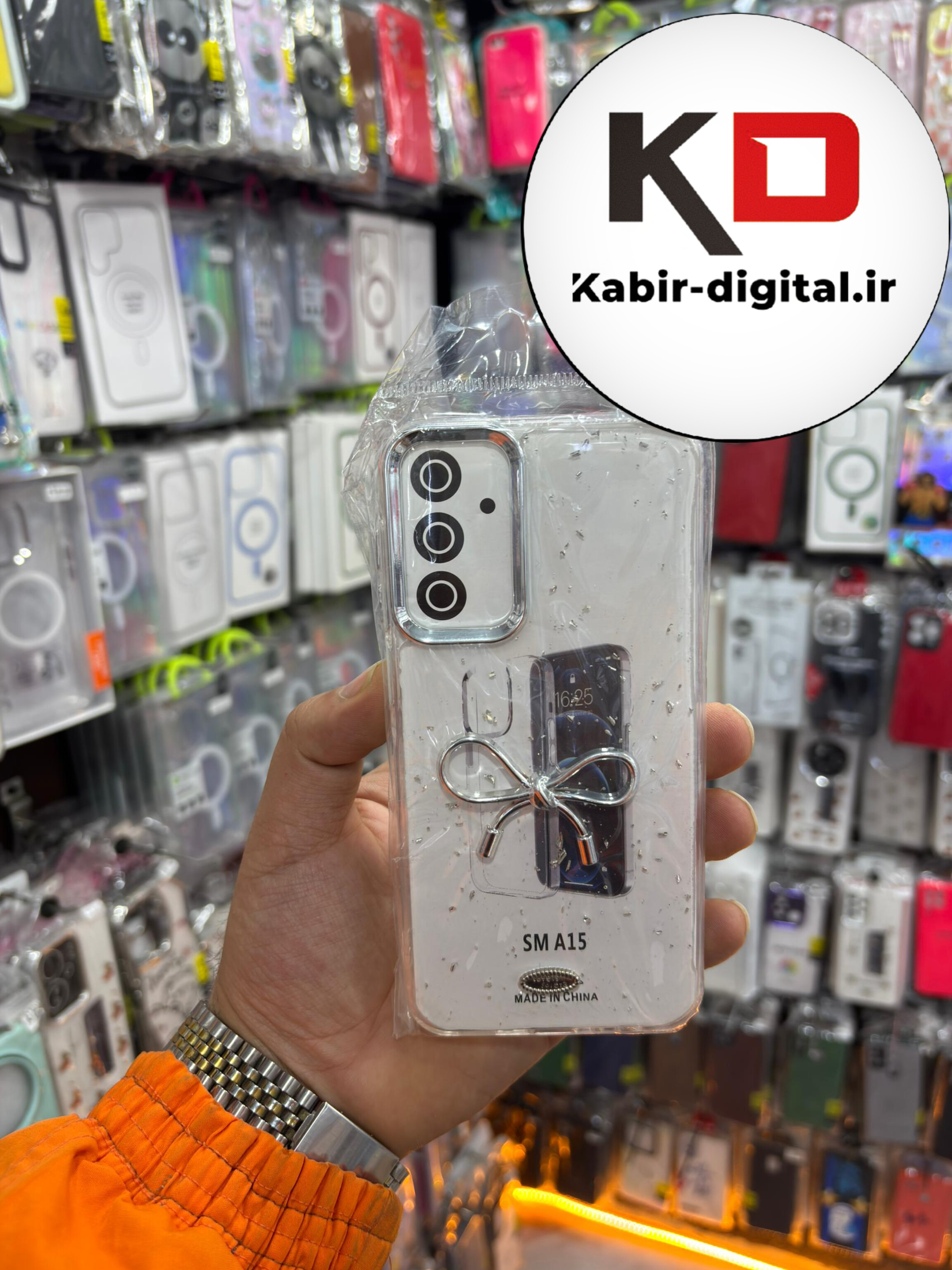 قاب گوشی Galaxy A15 سامسونگ لاکچری شفاف رزینی طرح شاین لنز کرومی
