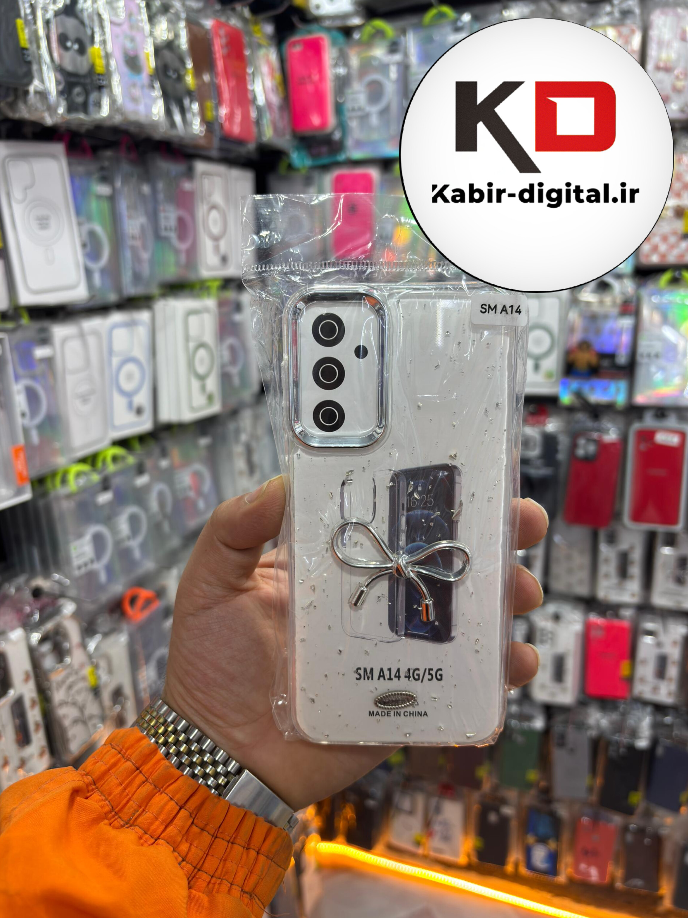 قاب گوشی Galaxy A14 سامسونگ لاکچری شفاف رزینی طرح شاین لنز کرومی