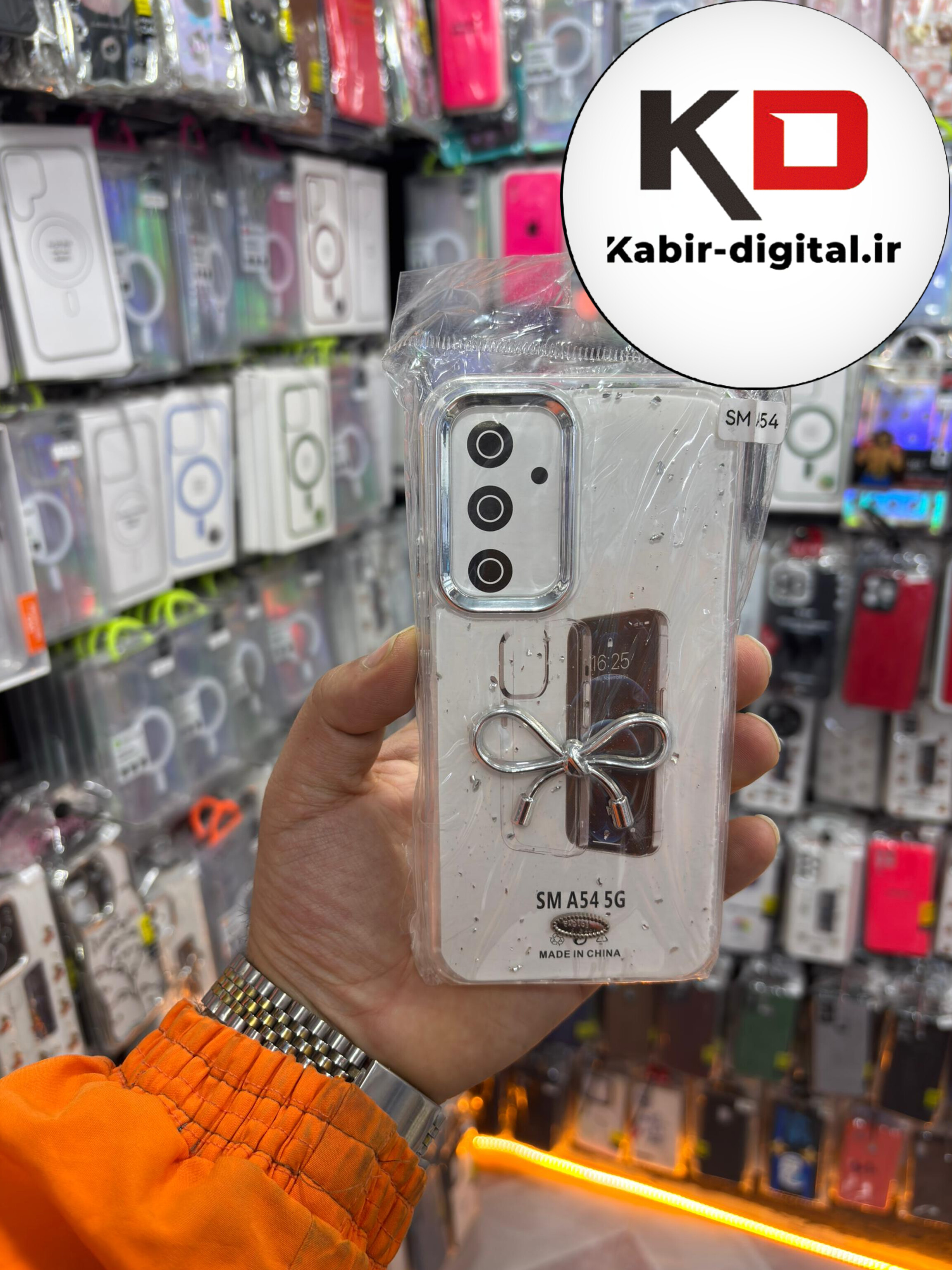 قاب گوشی Galaxy A54 سامسونگ لاکچری شفاف رزینی طرح شاین لنز کرومی